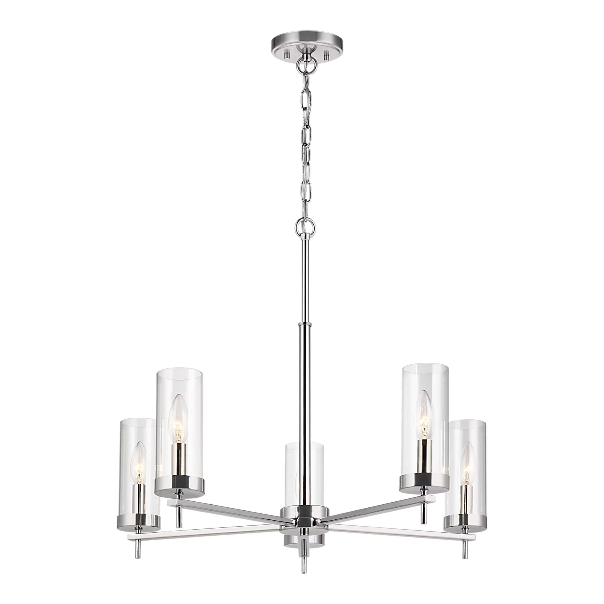 Zire 26" 5-Light LED Chandelier, Chrome Finish