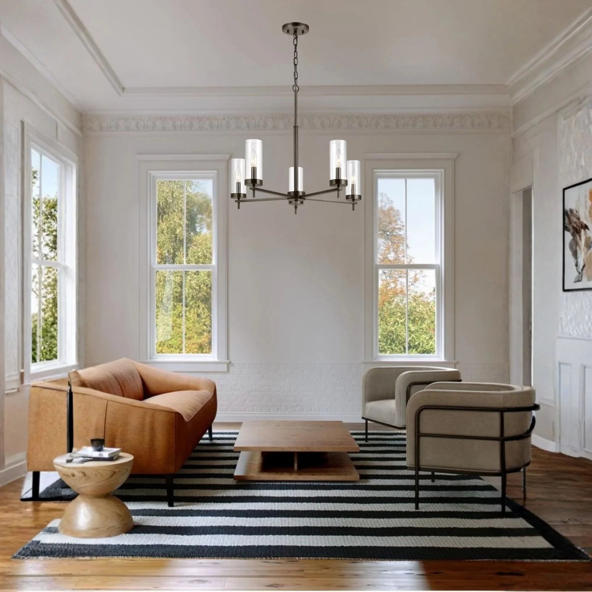 Zire 26" 5-Light LED Chandelier, Brushed Oil Rubbed Bronze Finish