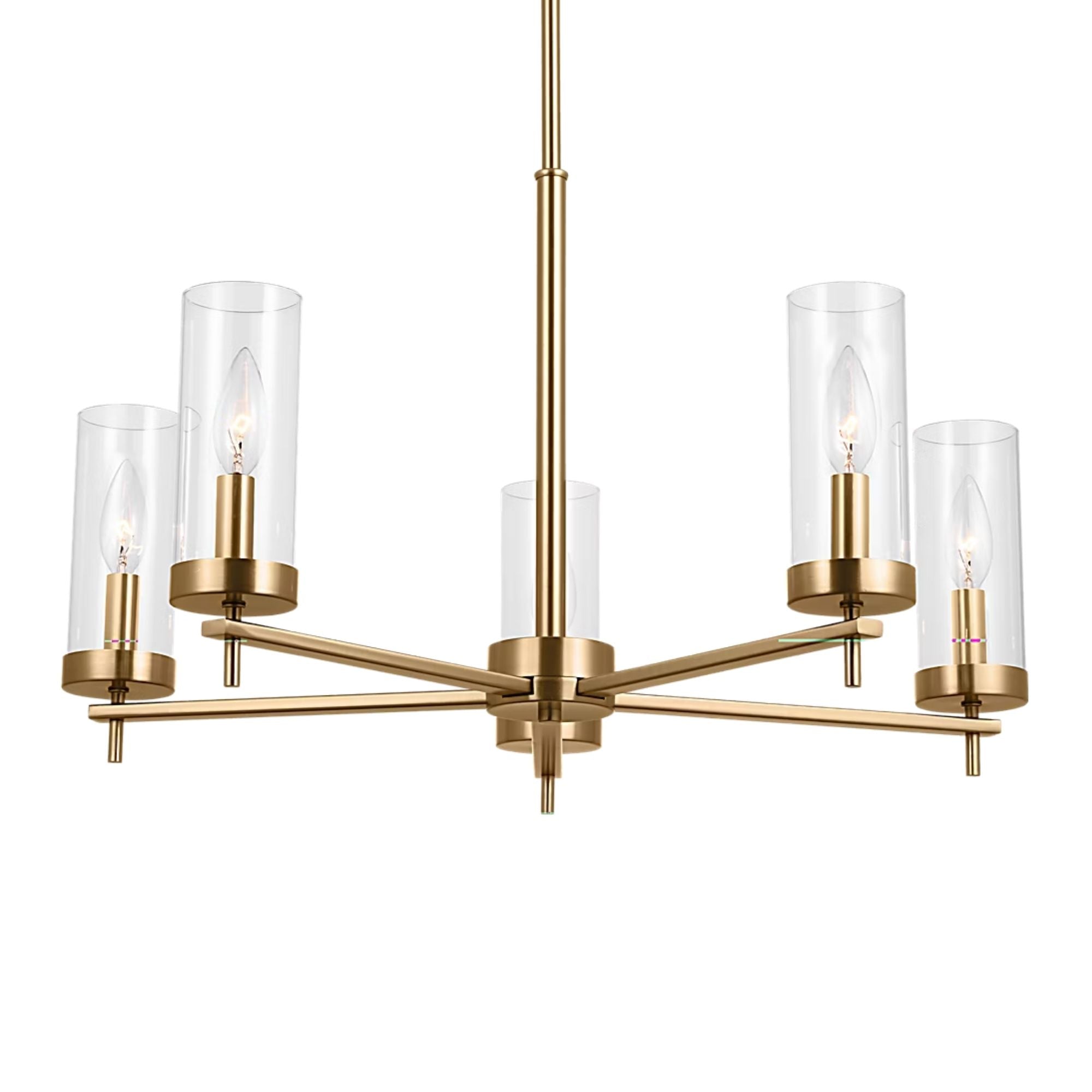 Zire 26" 5-Light LED Chandelier, Satin Brass Finish