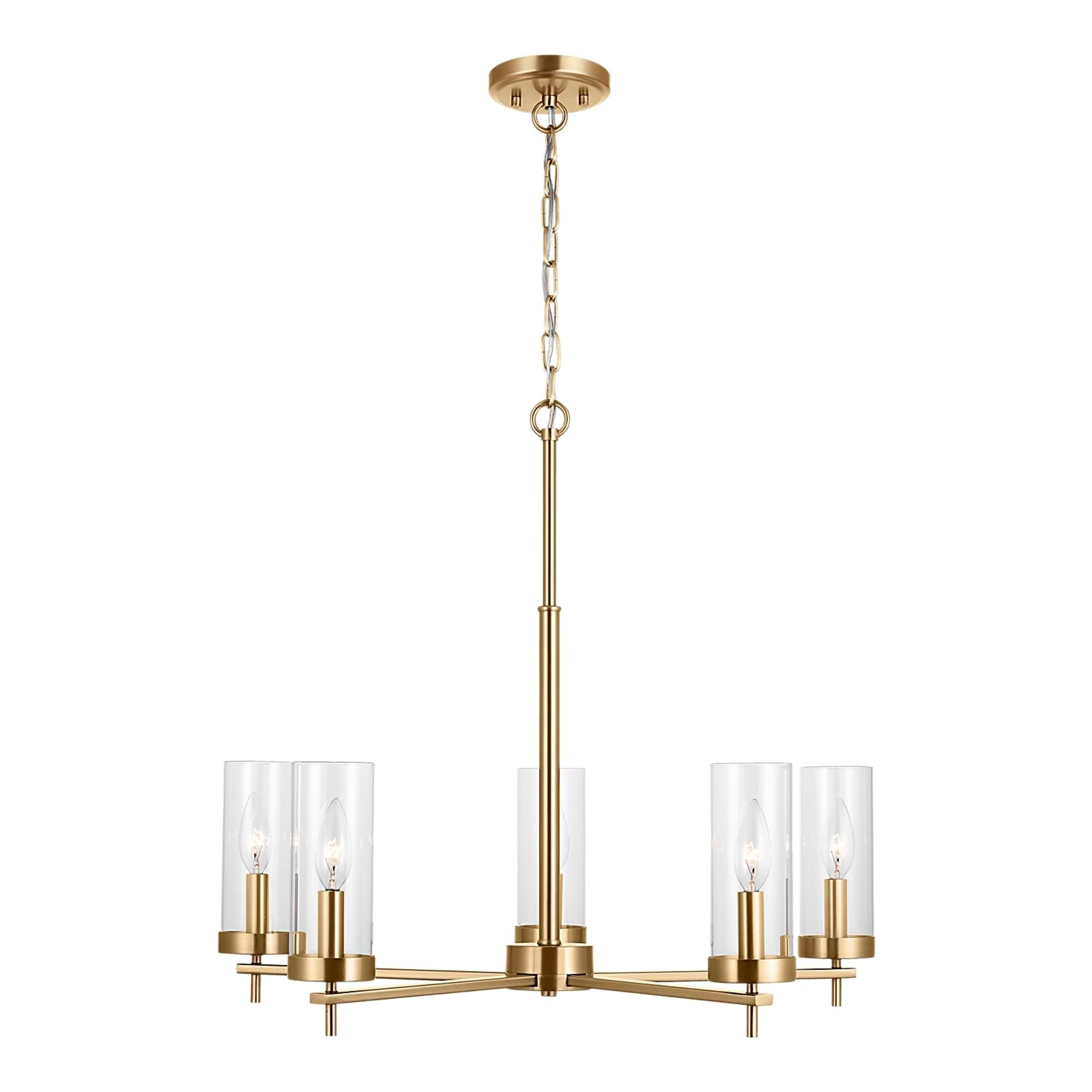 Zire 26" 5-Light LED Chandelier, Satin Brass Finish