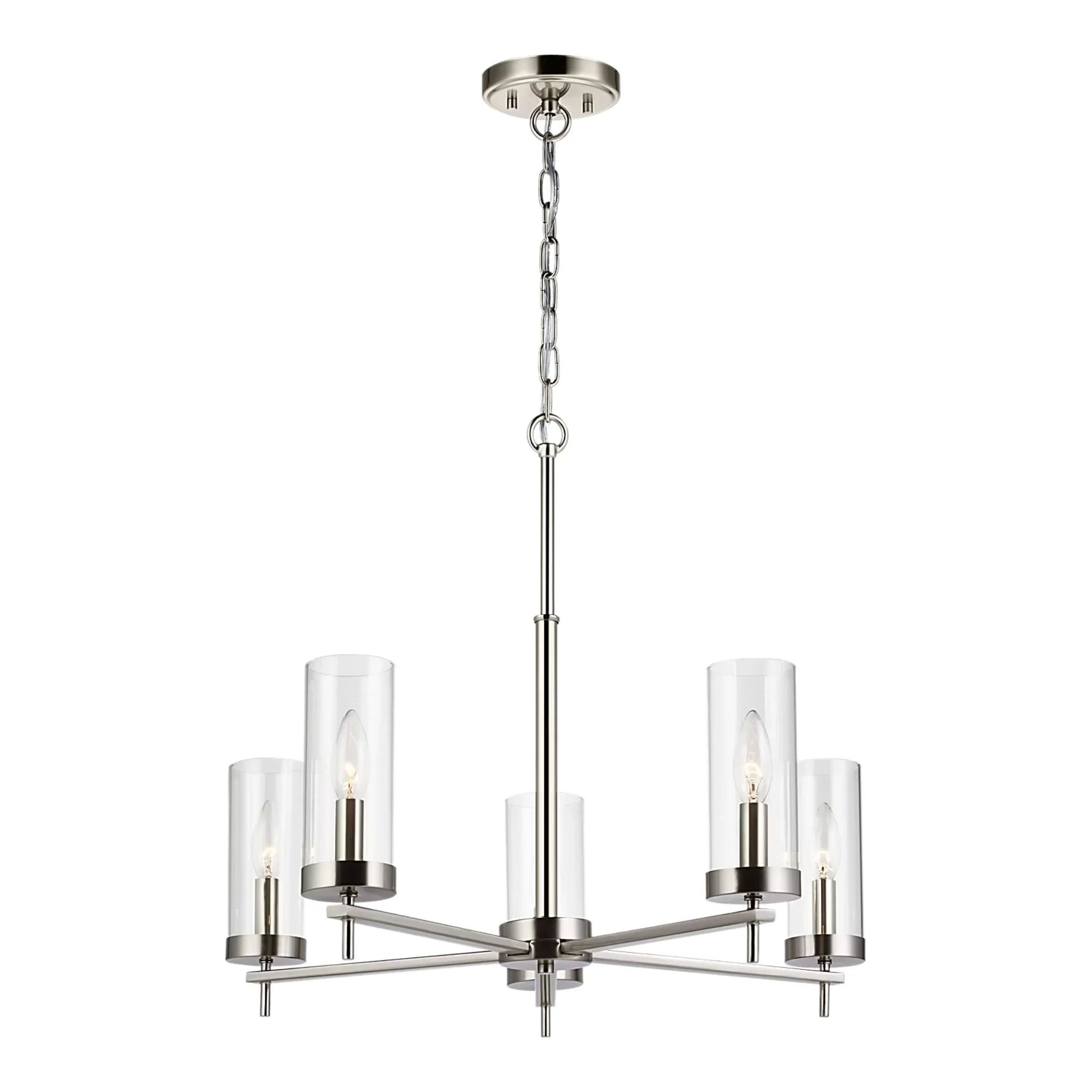 Zire 26" 5-Light LED Chandelier, Brushed Nickel Finish