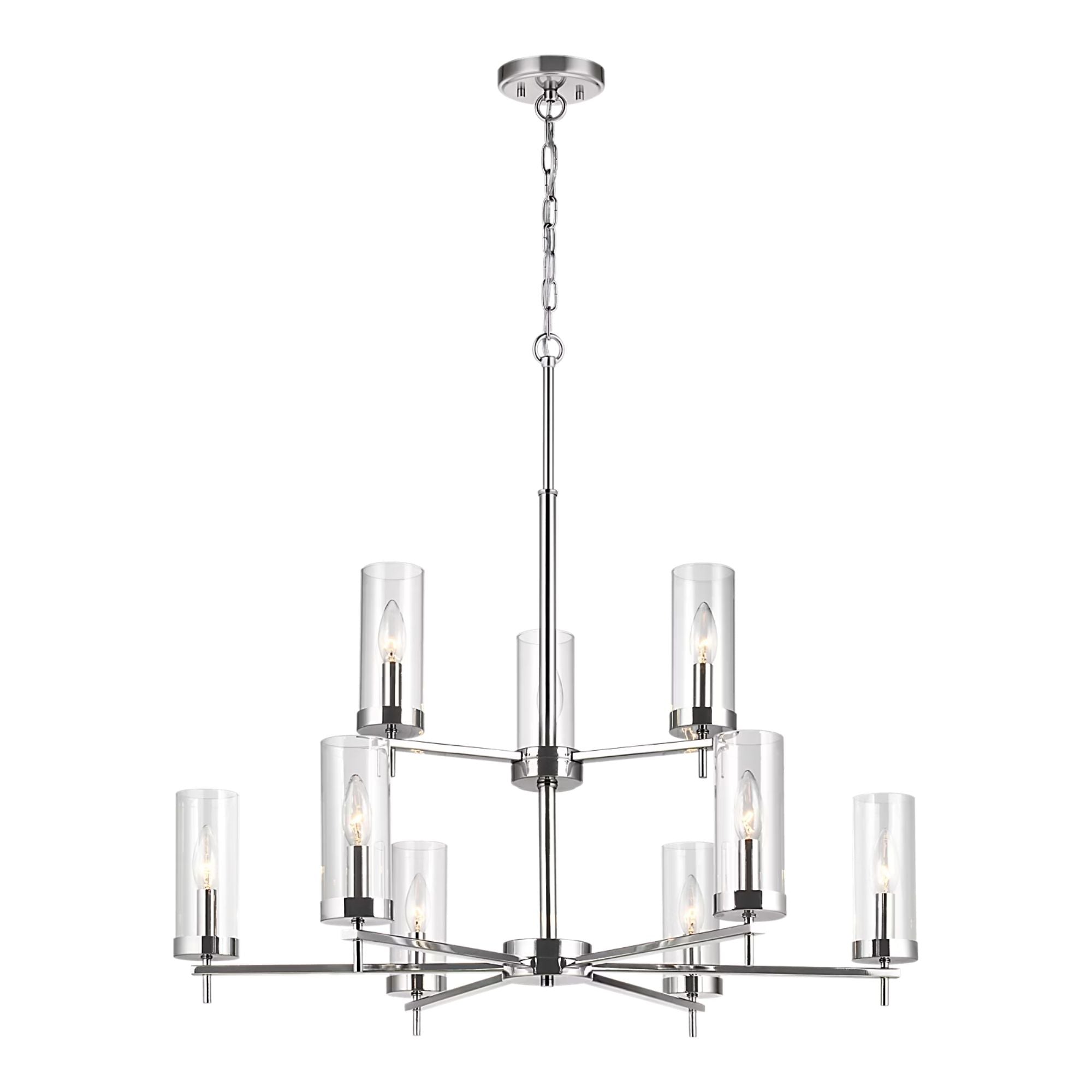 Zire 32" 9-Light Chandelier, Chrome Finish
