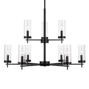 Visual Comfort Studio Zire 32" 9-Light Chandelier, Midnight Black Finish