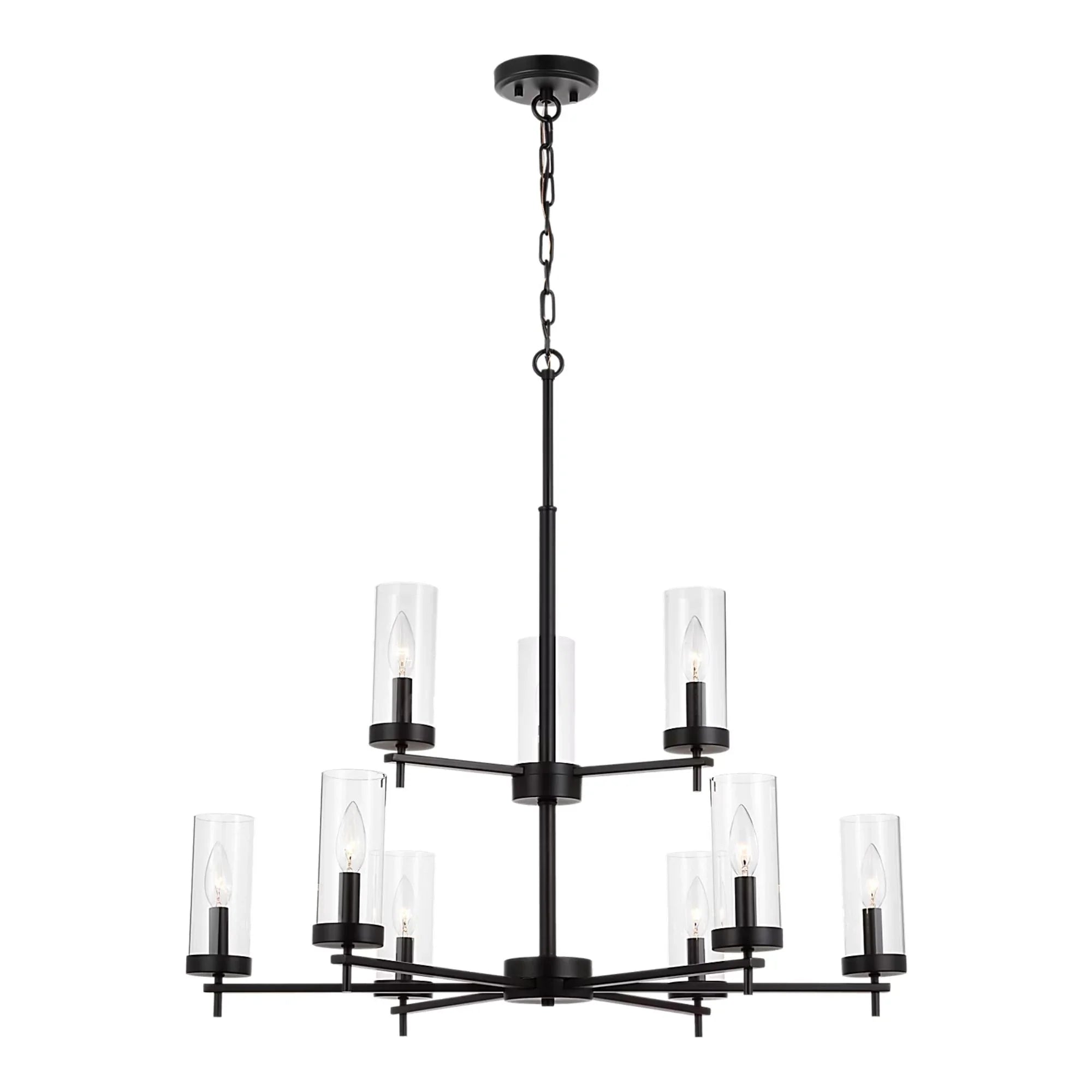 Visual Comfort Studio Zire 32" 9-Light Chandelier, Midnight Black Finish