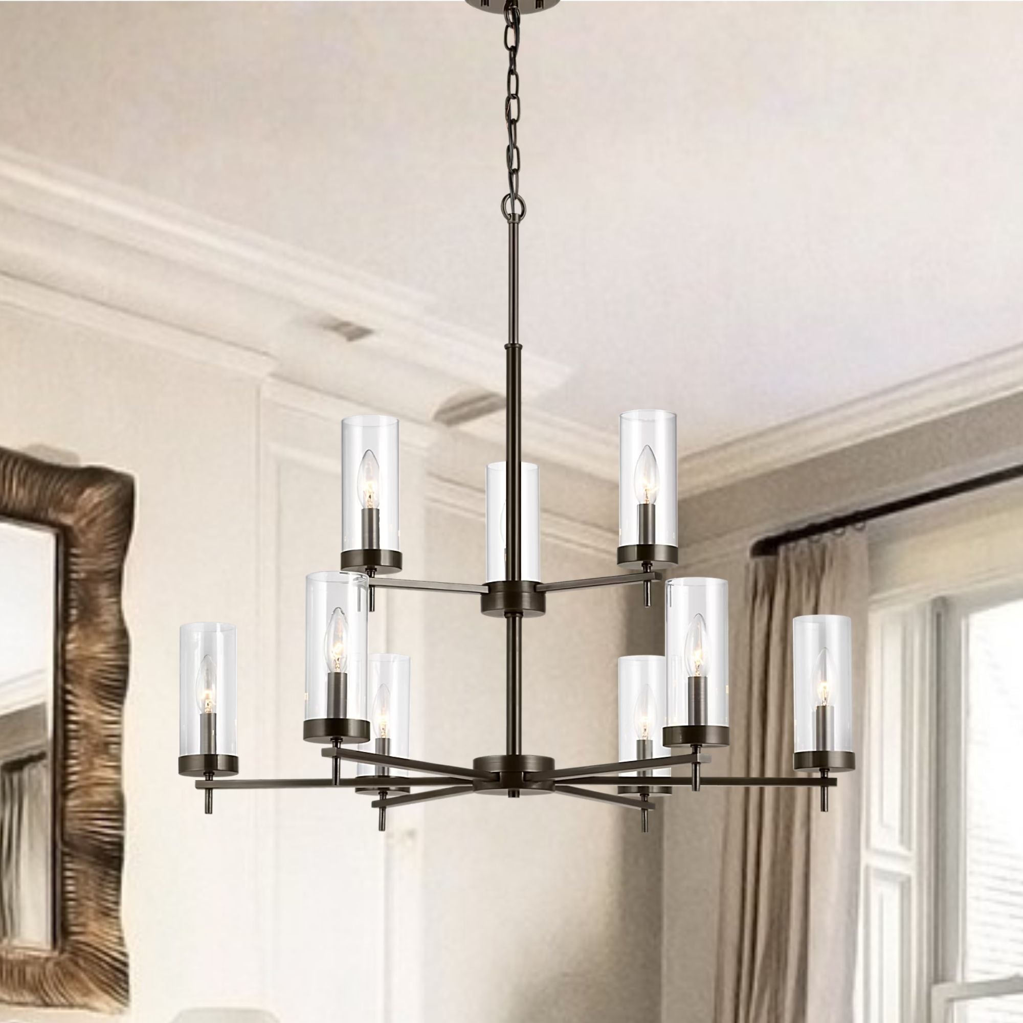 Zire 32" 9-Light Chandelier, Brushed Oil Rubbed Bronze Finish