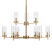 Zire 32" 9-Light Chandelier, Satin Brass Finish
