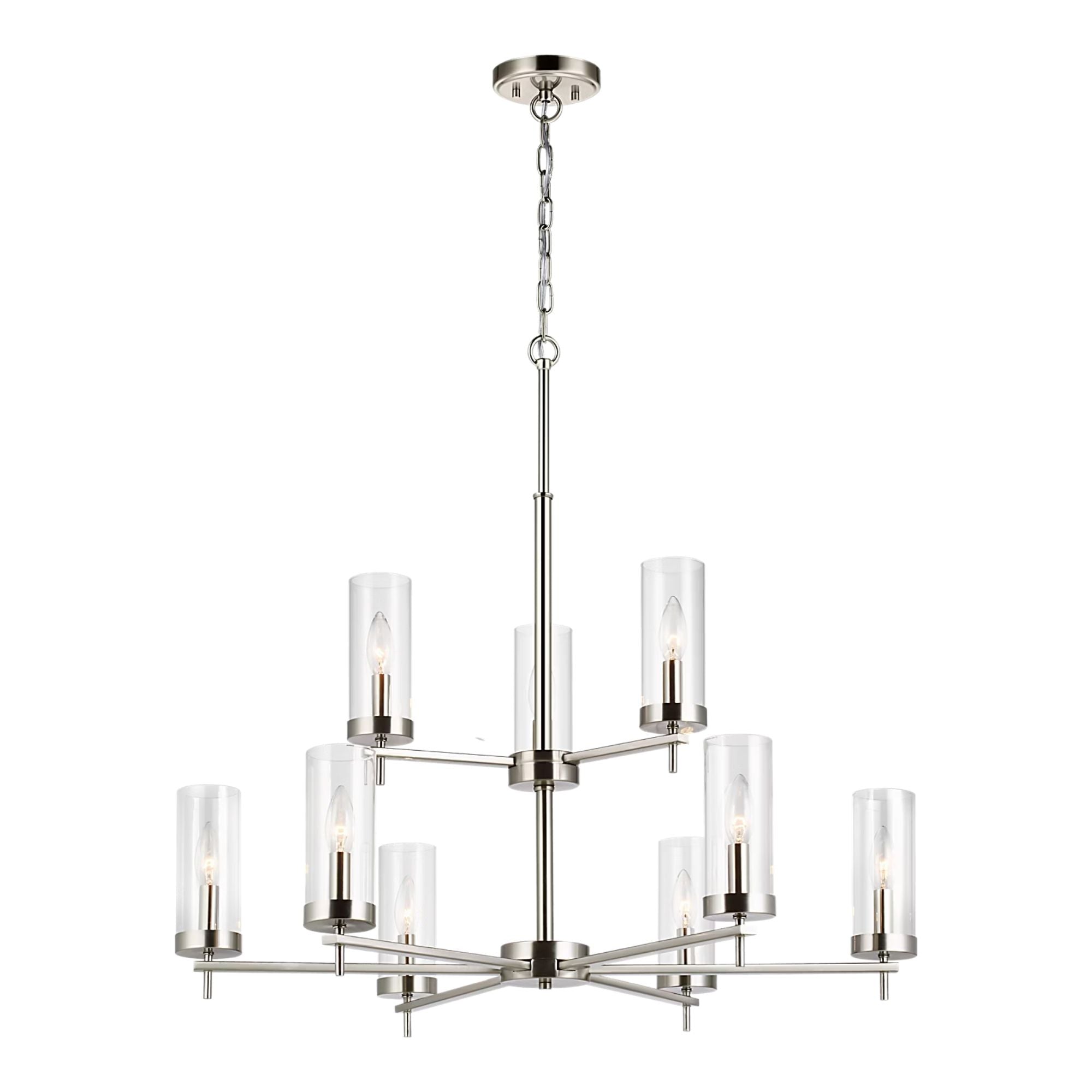 Zire 32" 9-Light Chandelier, Brushed Nickel Finish