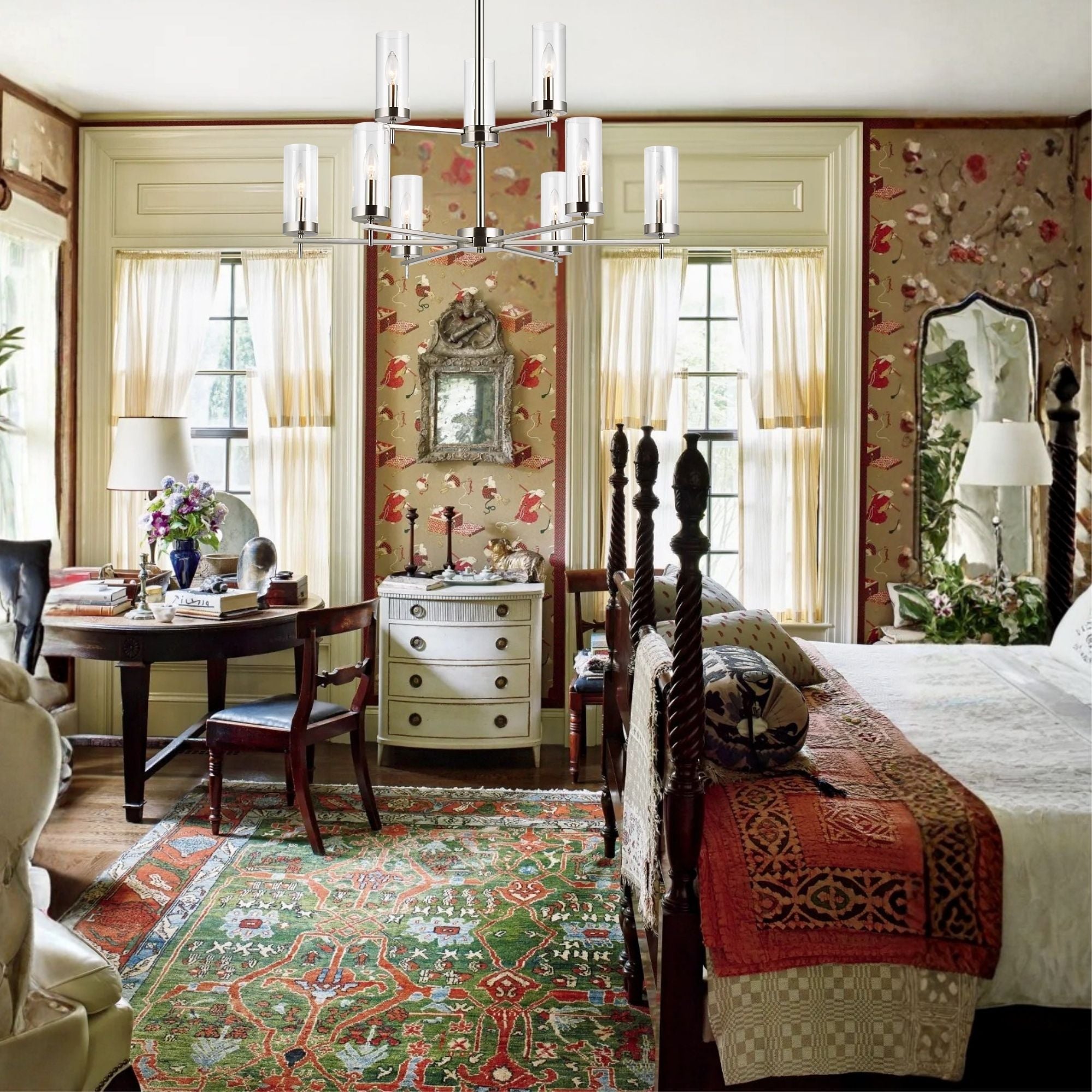 Zire 32" 9-Light Chandelier, Brushed Nickel Finish