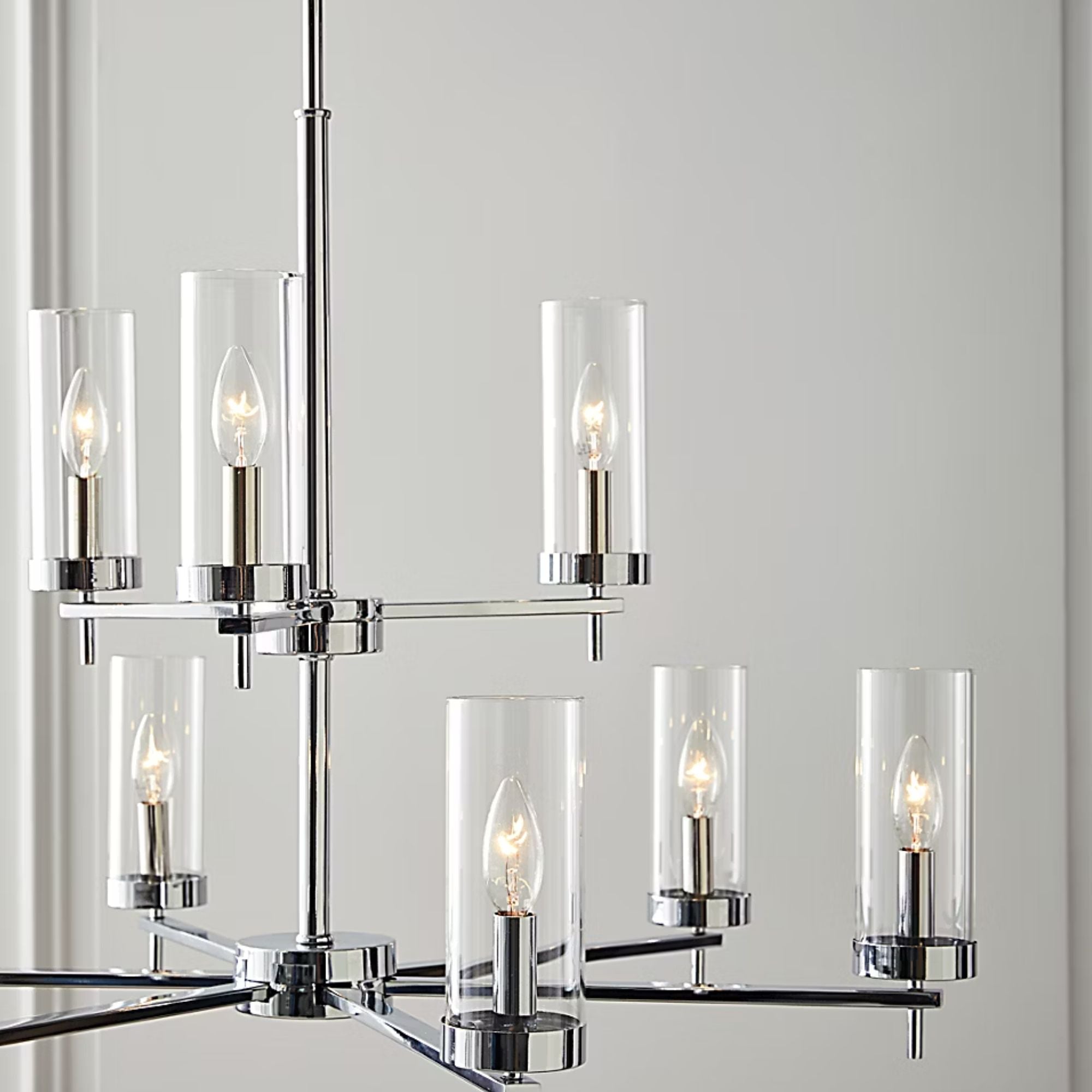 Zire 32" 9-Light LED Chandelier, Chrome Finish