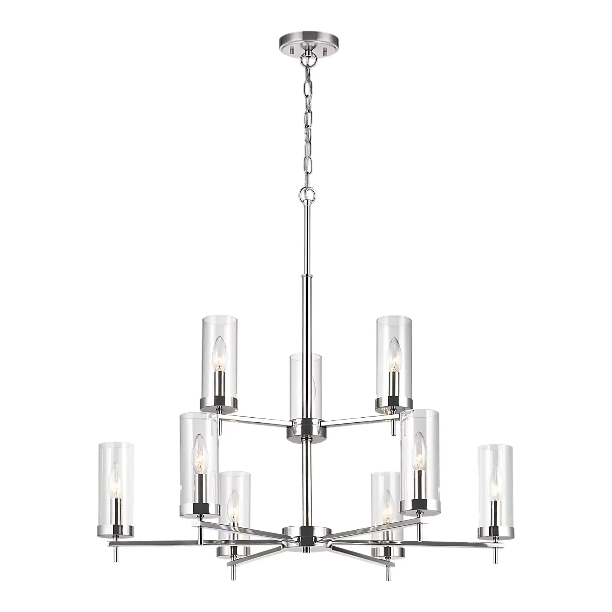 Zire 32" 9-Light LED Chandelier, Chrome Finish