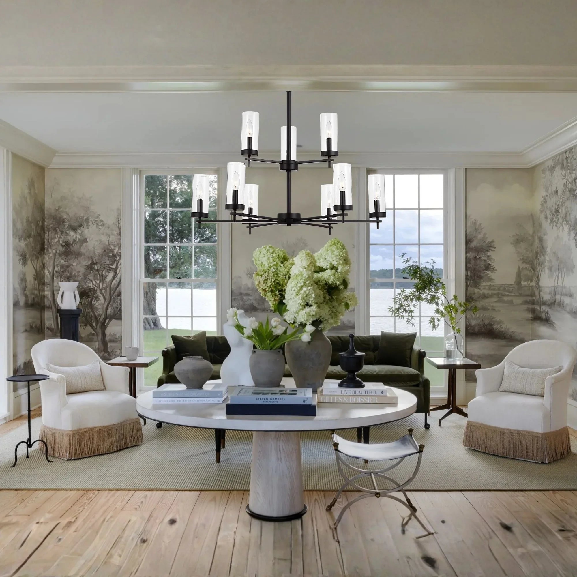 Zire 32" 9-Light LED Chandelier, Midnight Black Finish