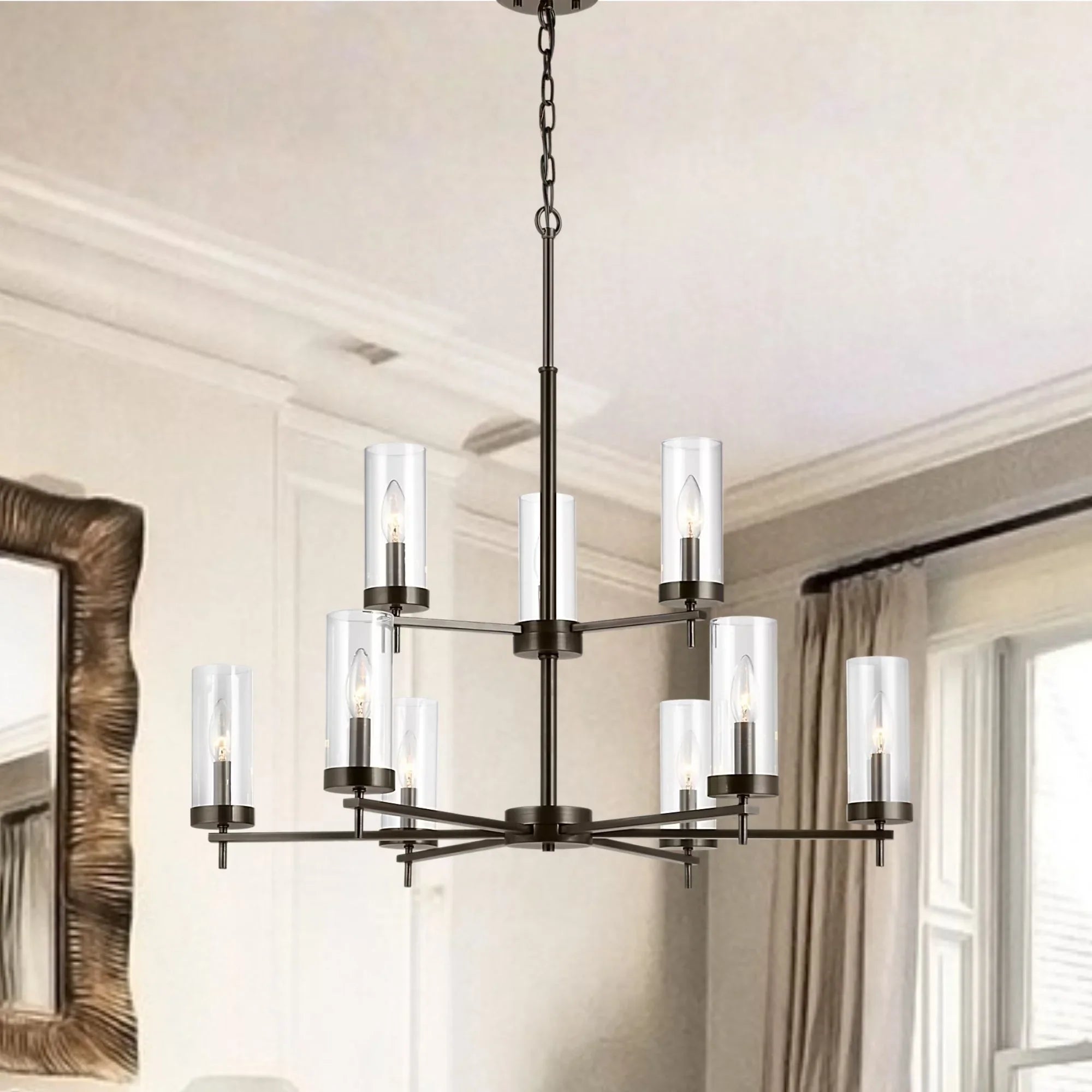 Zire 32" 9-Light LED Chandelier, Brushed Oil Rubbed Bronze Finish