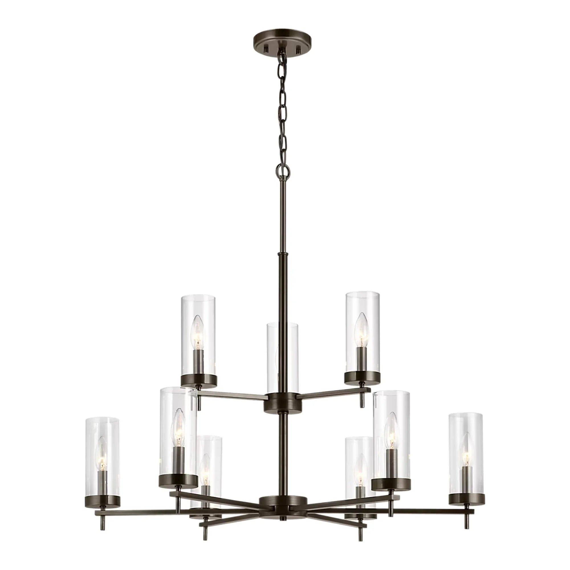 Visual Comfort Studio Zire 32" 9-Light LED Chandelier, Brushed Oil Rubbed Bronze Finish