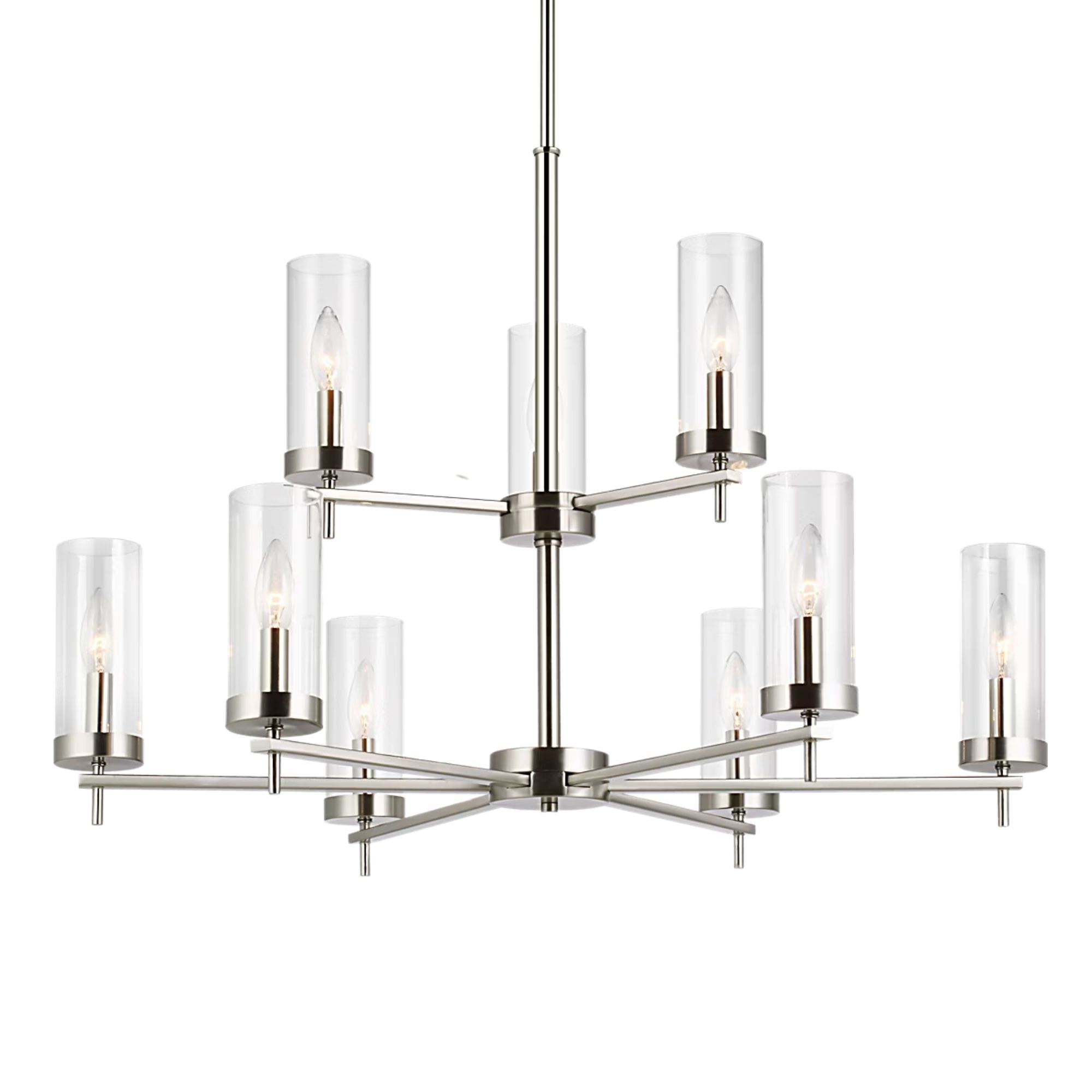 Zire 32" 9-Light LED Chandelier, Brushed Nickel Finish