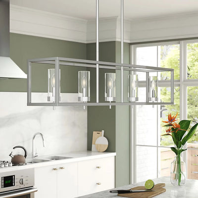 Visual Comfort Studio Zire 48" 5-Light Island Pendant, Chrome Finish