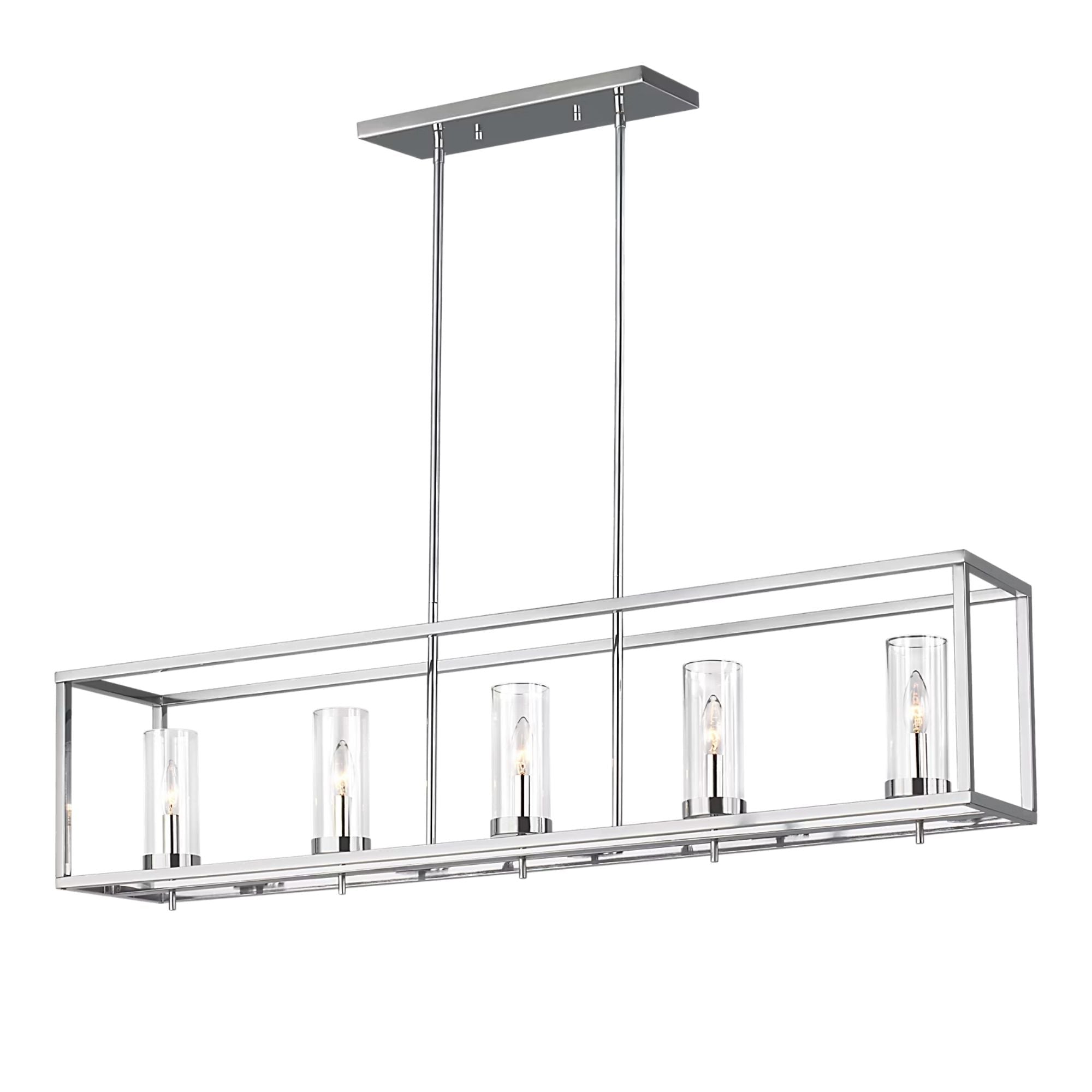 Zire 48" 5-Light Island Pendant, Chrome Finish