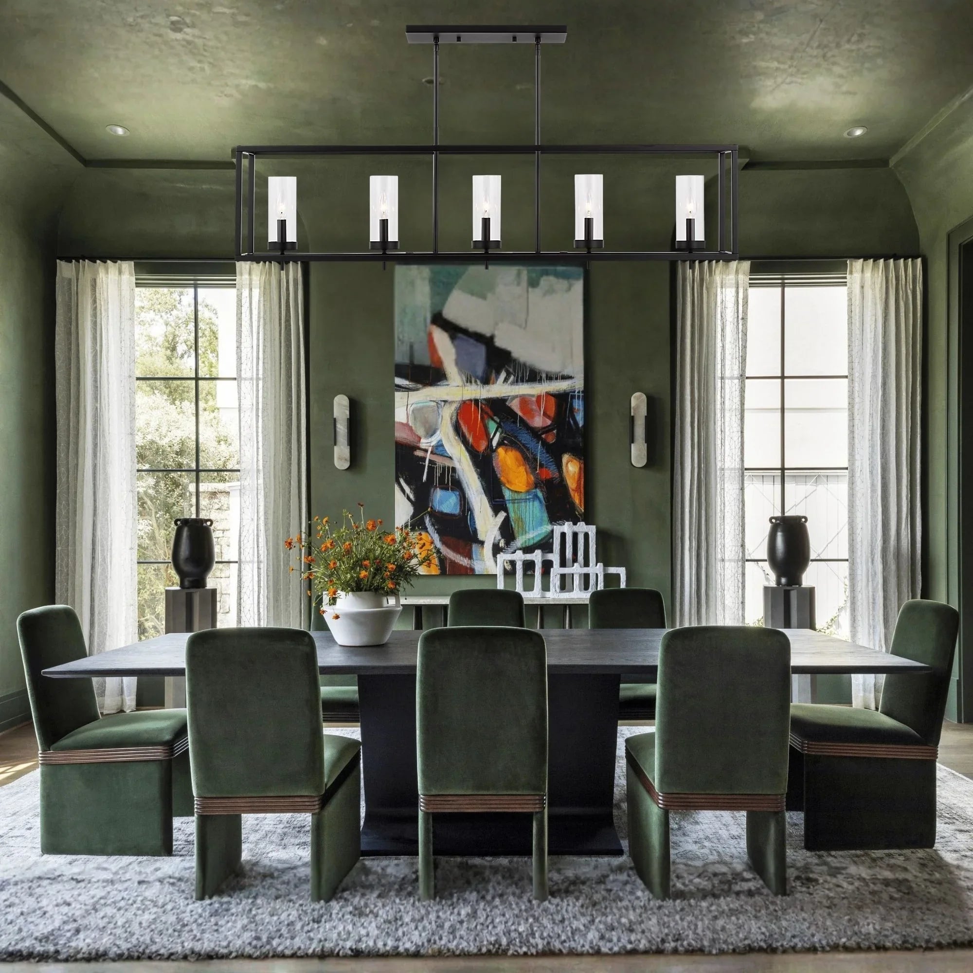 Zire 48" 5-Light Island Pendant, Midnight Black Finish