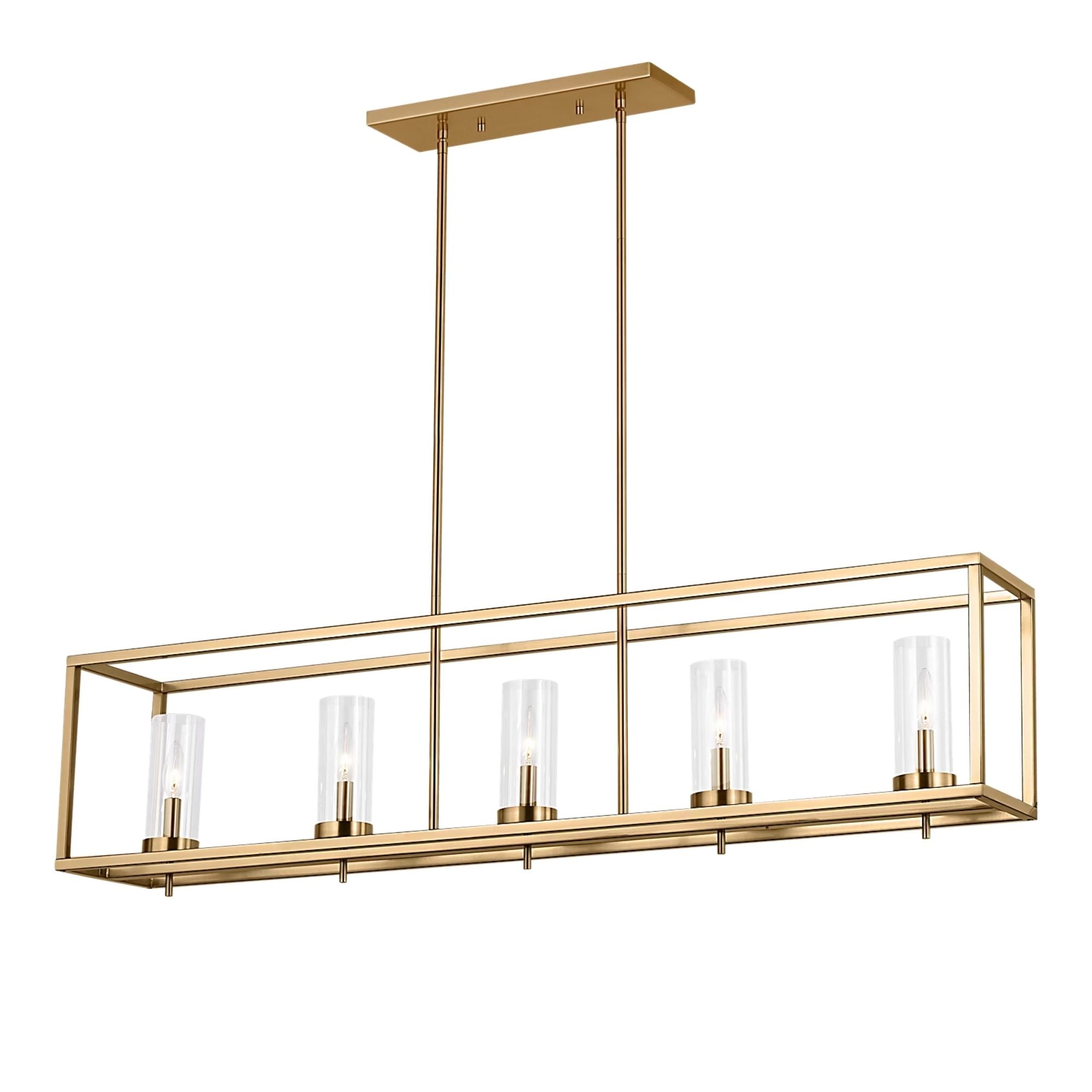 Zire 48" 5-Light Island Pendant, Satin Brass Finish