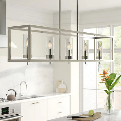 Visual Comfort Studio Zire 48" 5-Light Island Pendant, Brushed Nickel Finish