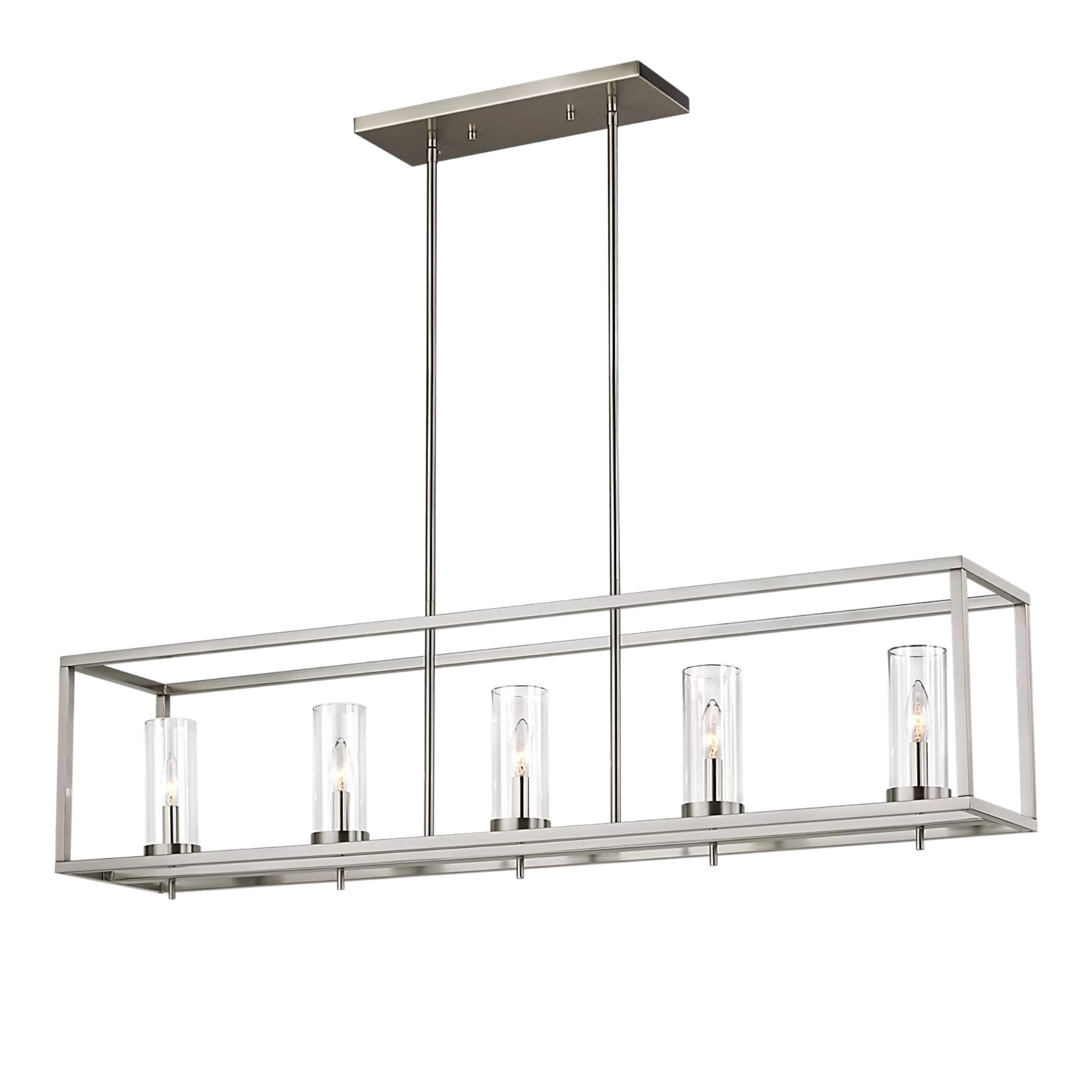 Zire 48" 5-Light Island Pendant, Brushed Nickel Finish