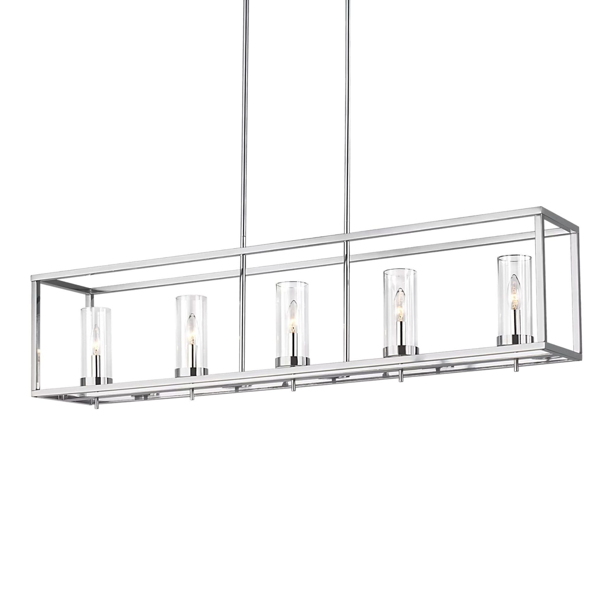 Zire 48" 5-Light LED Island Pendant, Chrome Finish