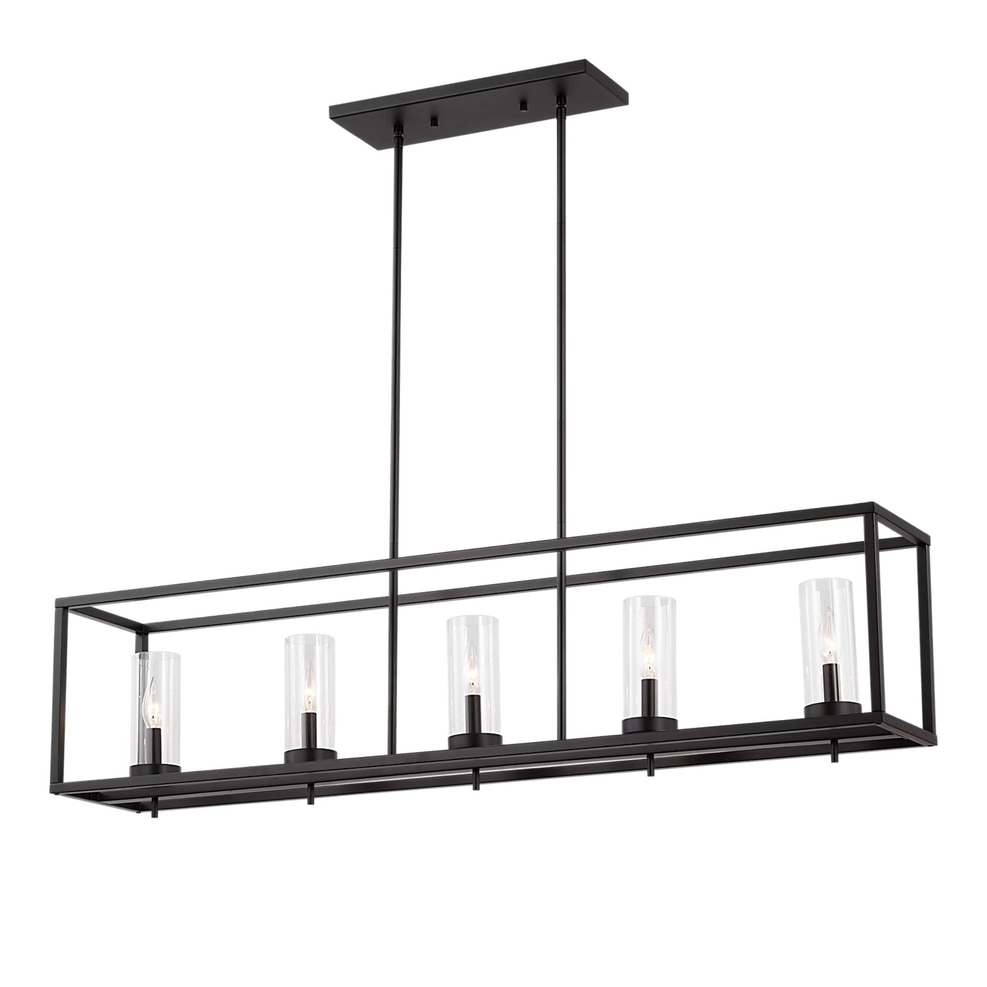 Zire 48" 5-Light LED Island Pendant, Midnight Black Finish