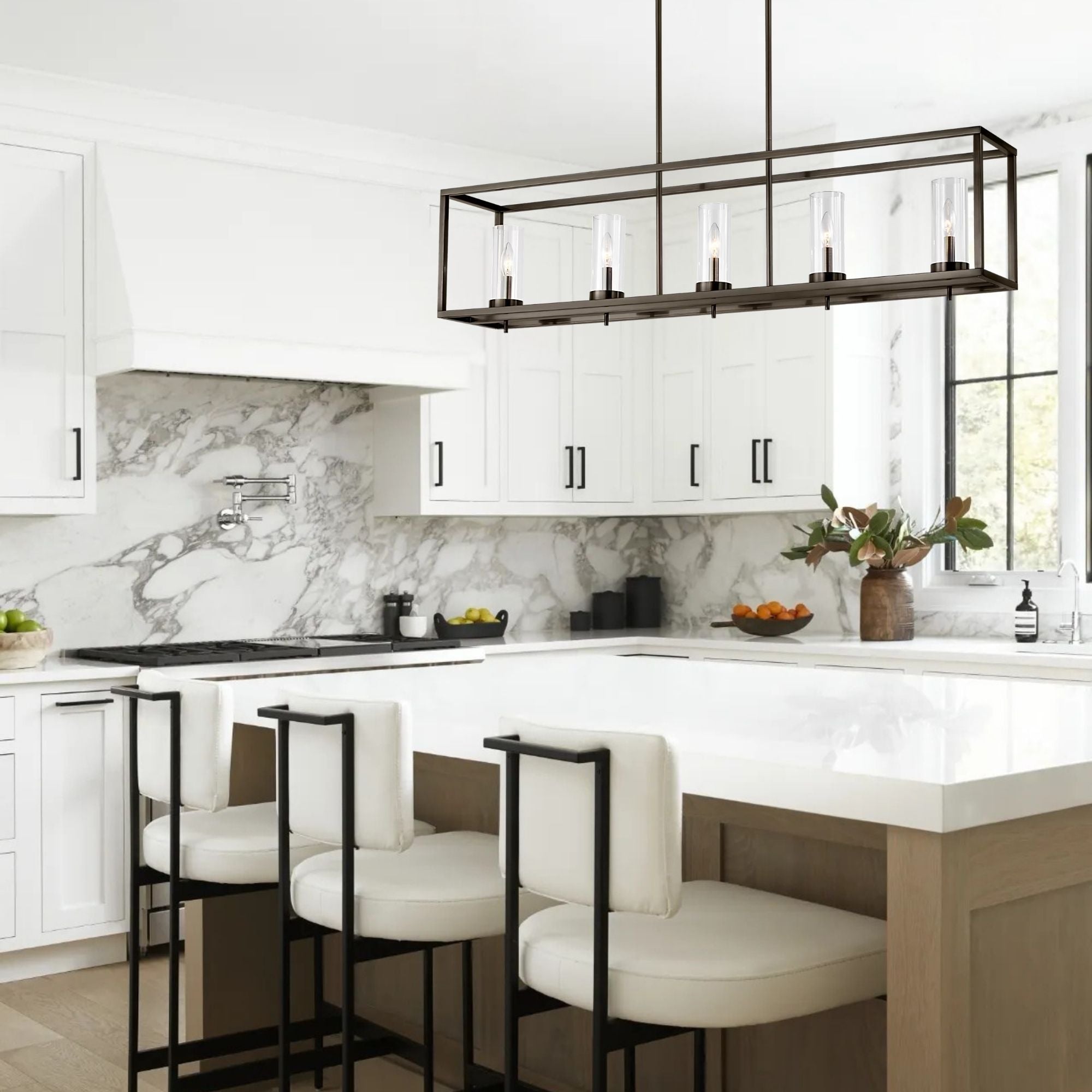 Visual Comfort Studio Zire 48" 5-Light LED Island Pendant, Brushed Oil Rubbed Bronze Finish