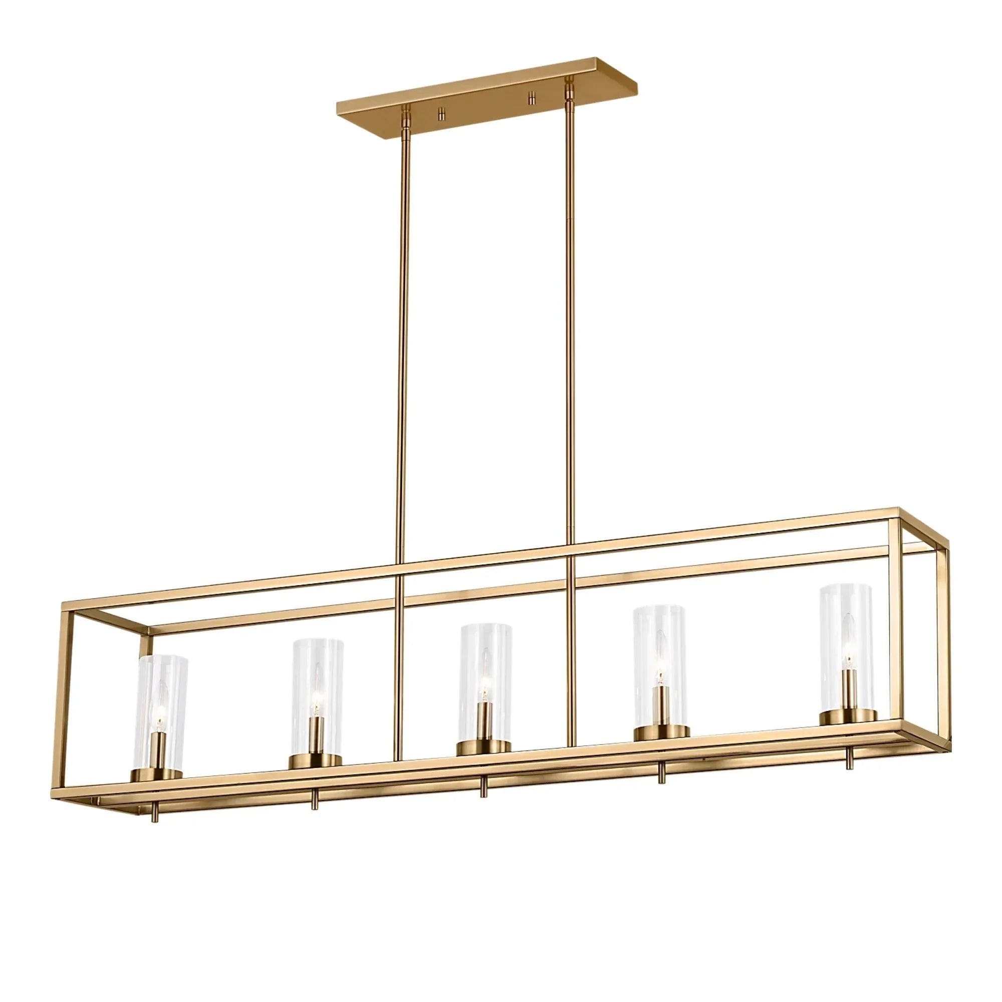 Zire 48" 5-Light LED Island Pendant, Satin Brass Finish