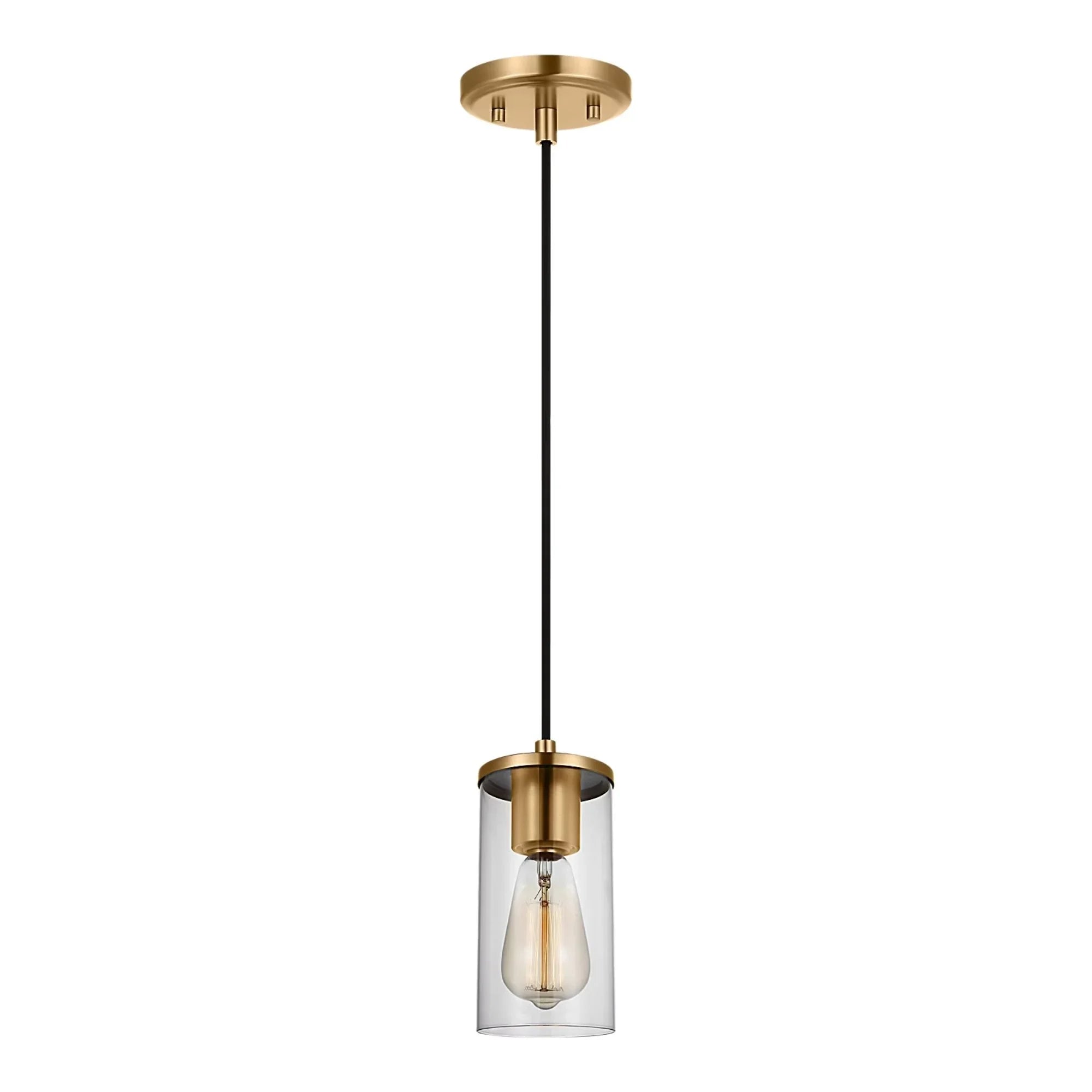 Zire 4" Mini Pendant, Satin Brass Finish
