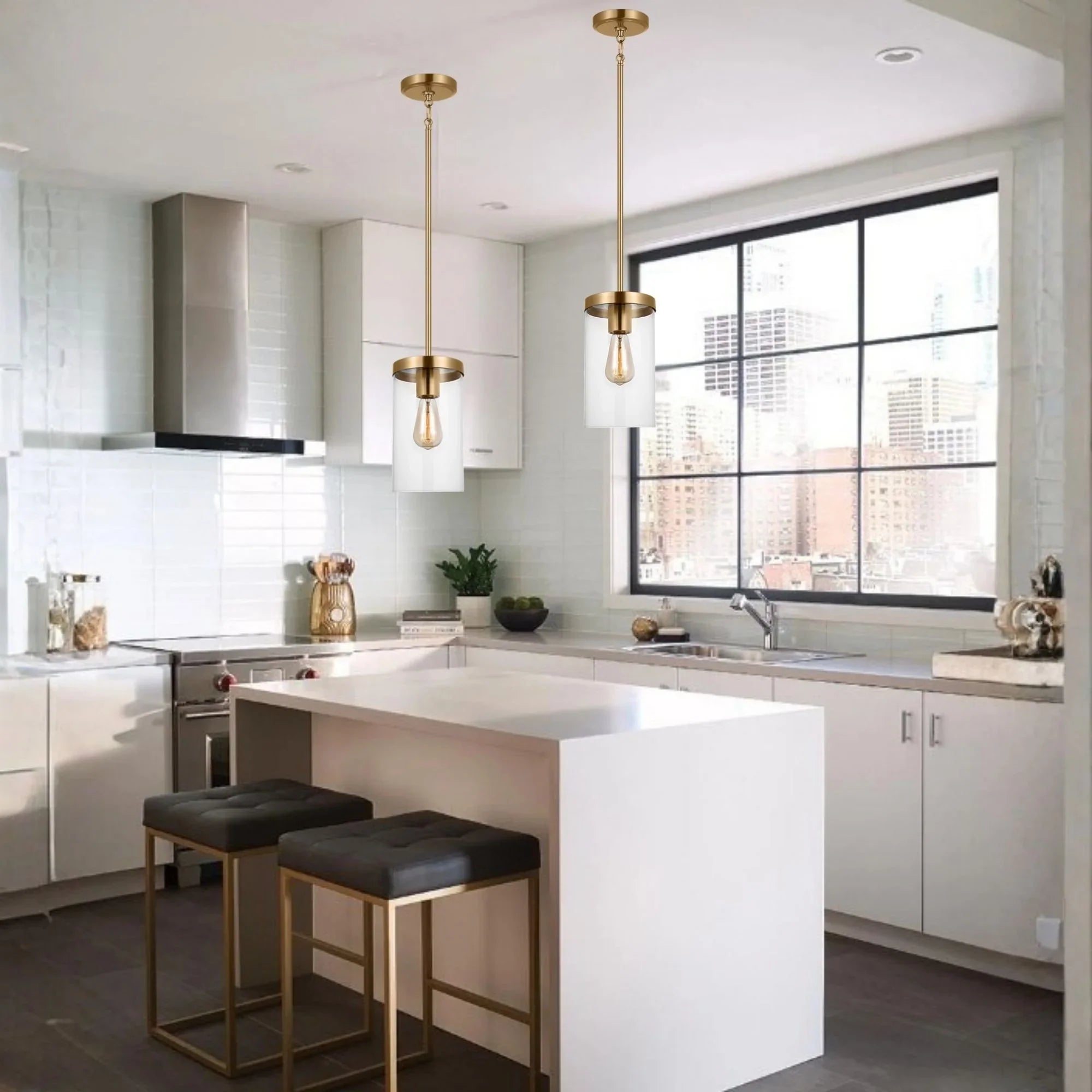 Zire 6" Pendant, Satin Brass Finish