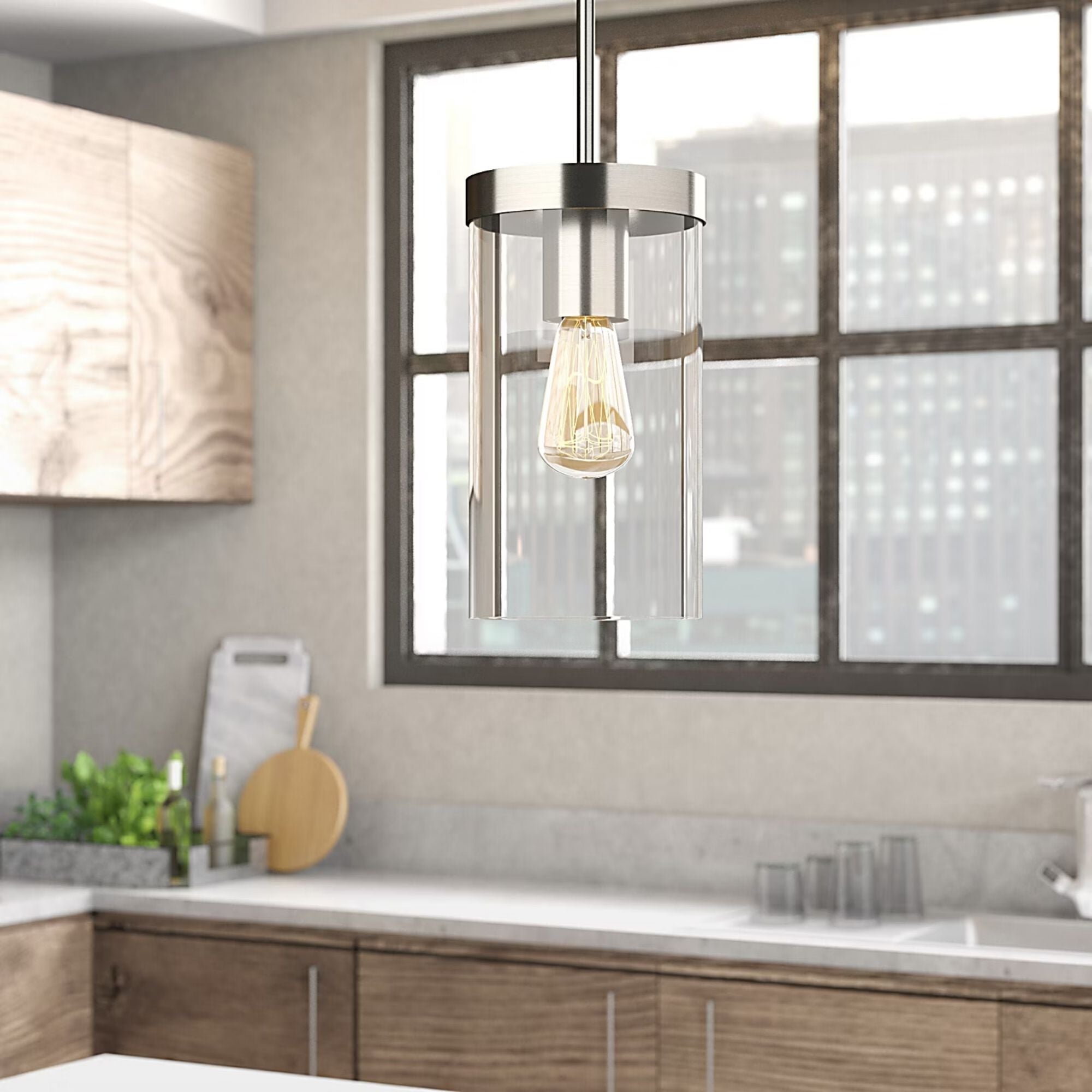 Zire 6" LED Pendant, Brushed Nickel Finish