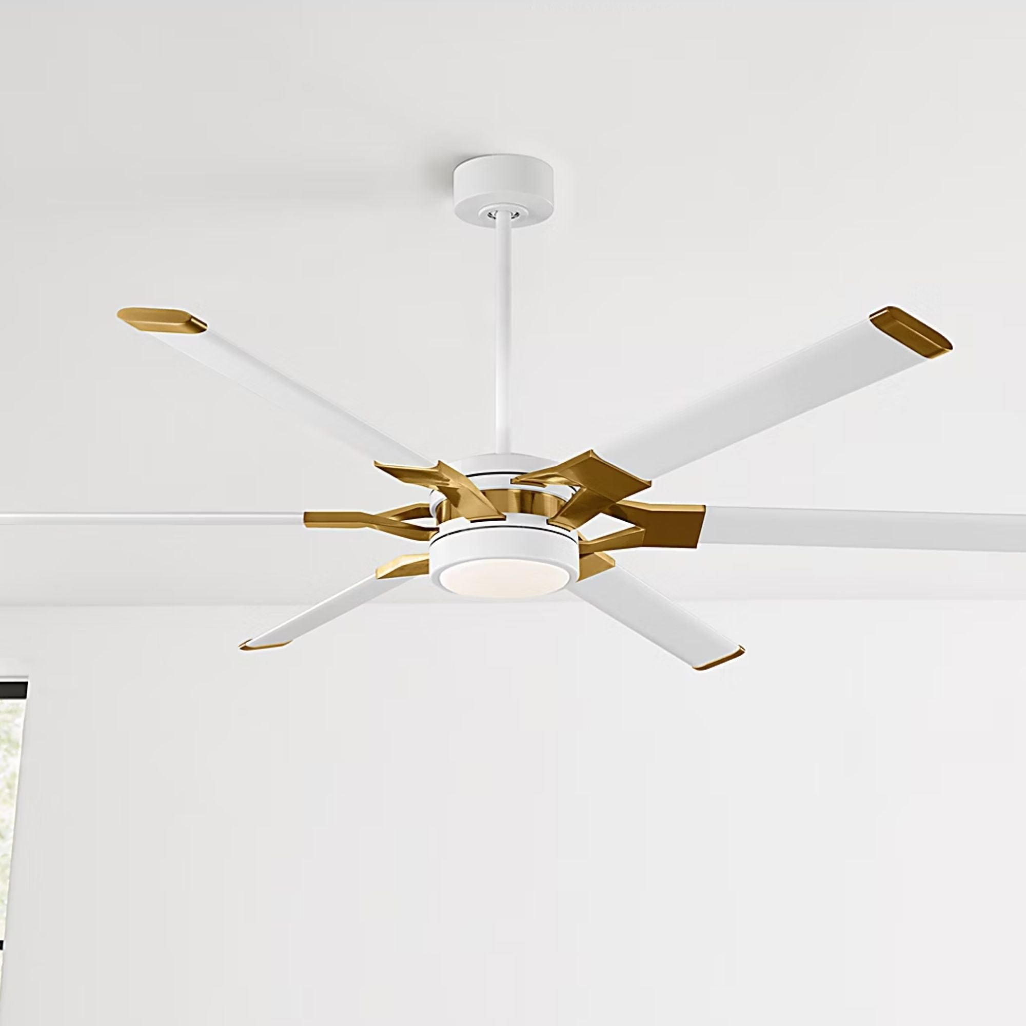 Loft 62" White & Brass Damp Rated LED Ceiling Fan with Remote