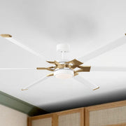 Loft 72" White & Brass Damp Rated LED Ceiling Fan with Remote