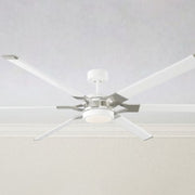 Loft 72" White & Steel Damp Rated LED Ceiling Fan with Remote