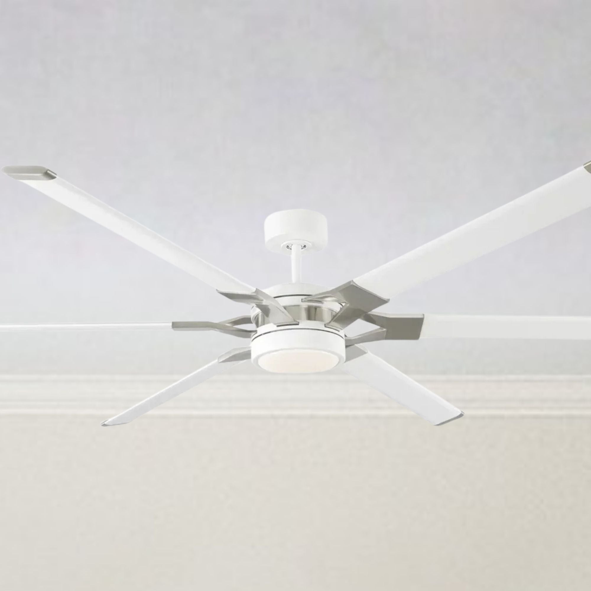 Loft 72" White & Steel Damp Rated LED Ceiling Fan with Remote