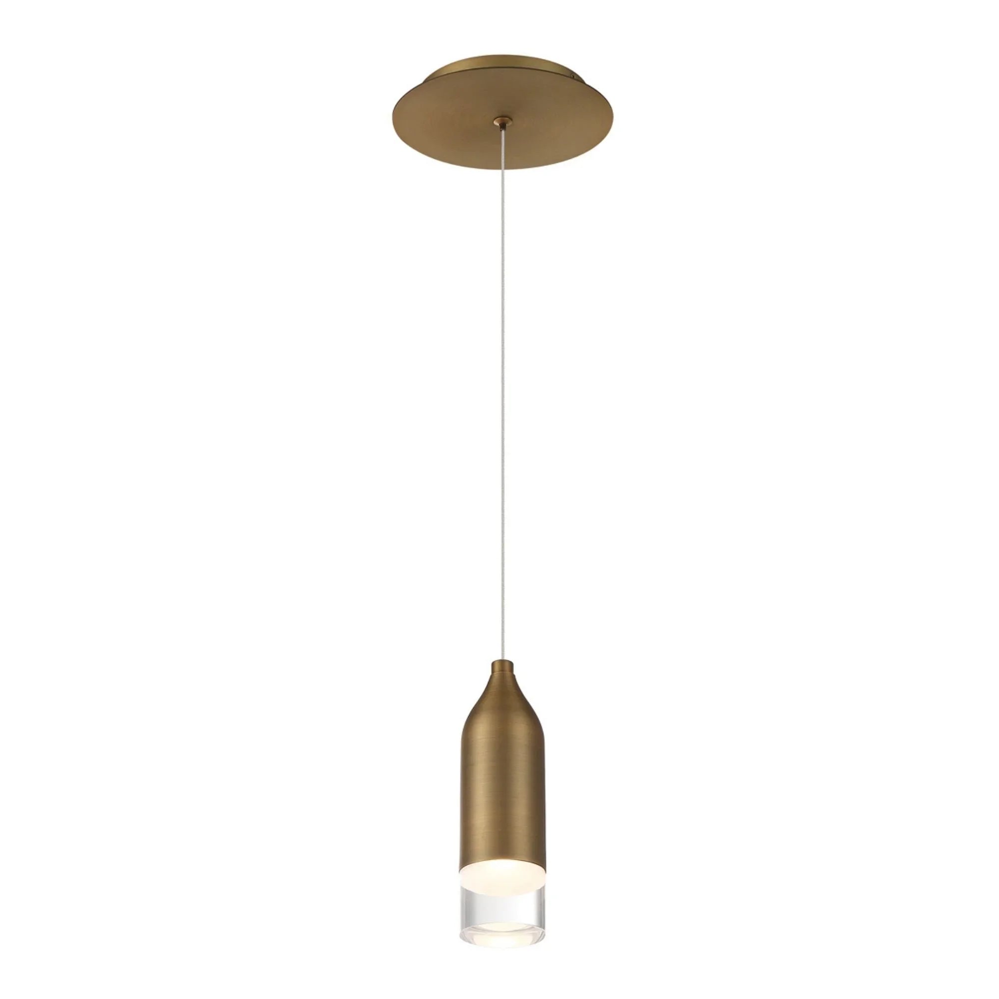 Action 8" LED Pendant, Aged Brass Finish