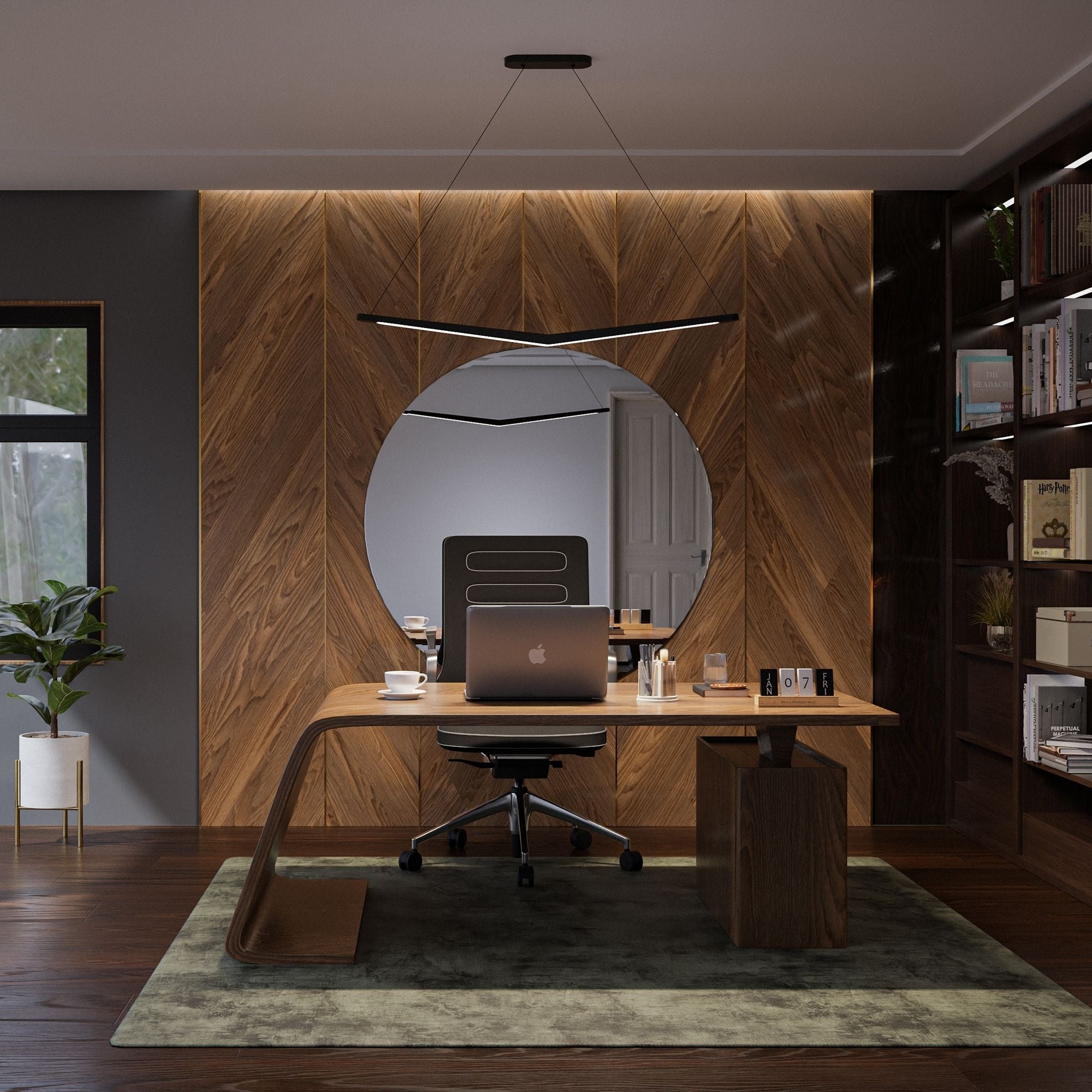 Alleron 46" LED Linear Pendant, 4CCT, Black Finish