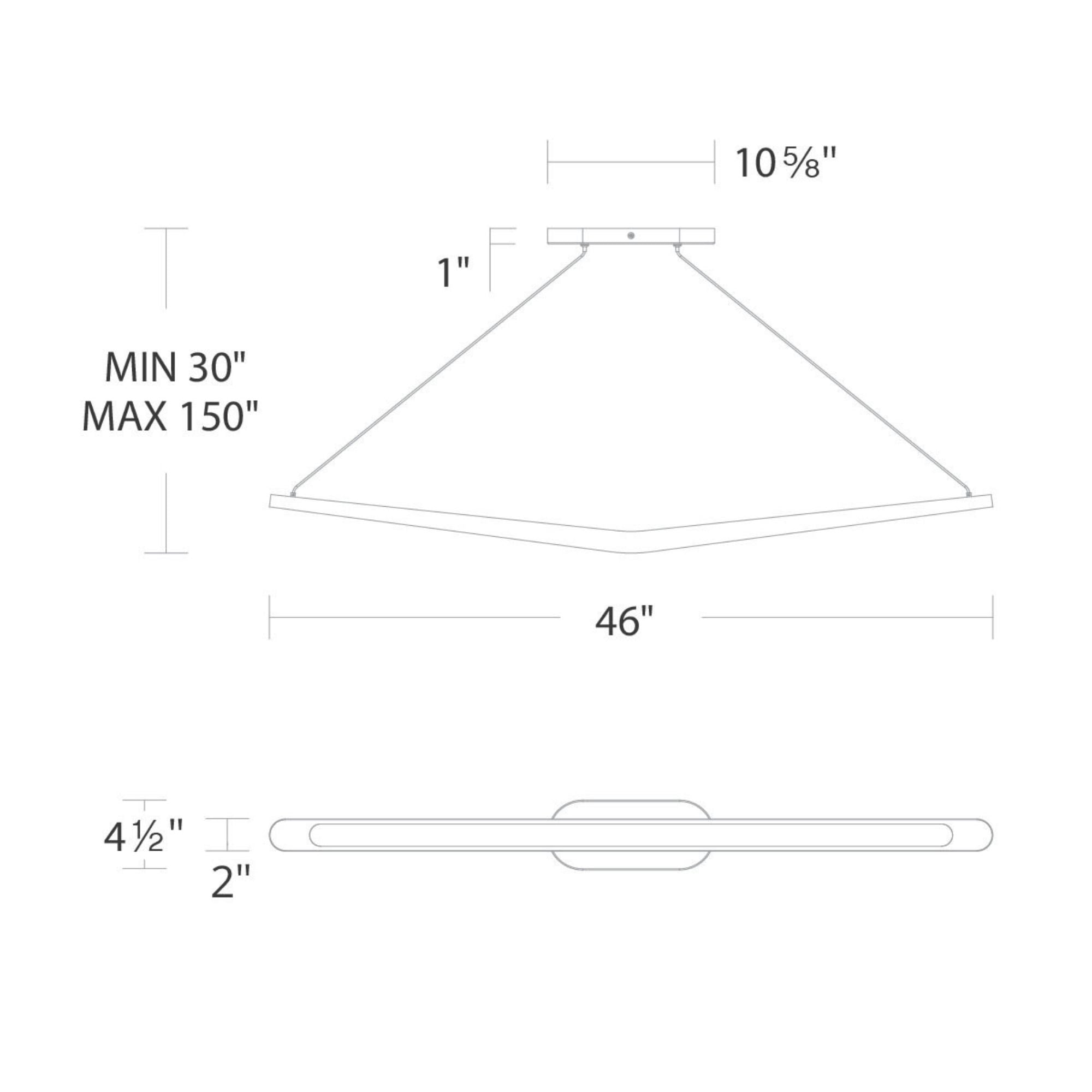 Alleron 46" LED Linear Pendant, 4CCT, Black Finish