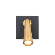 Arne 7" LED Swing Arm Wall Lamp, Black/Aged Brass Finish - Bees Lighting