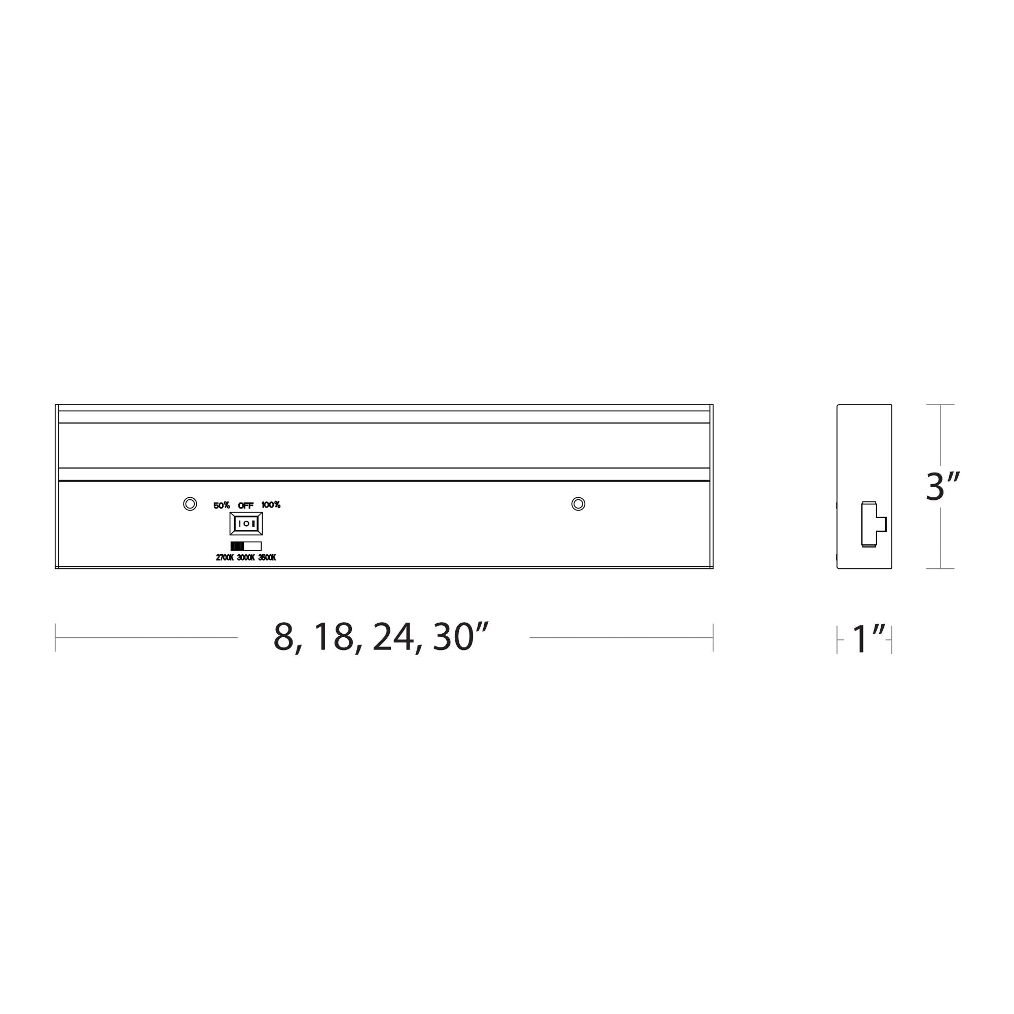 3-CCT Barlight 8in. LED Under Cabinet Light Bar, 355 Lumens, 27K|30K|35K, 120V - Bees Lighting