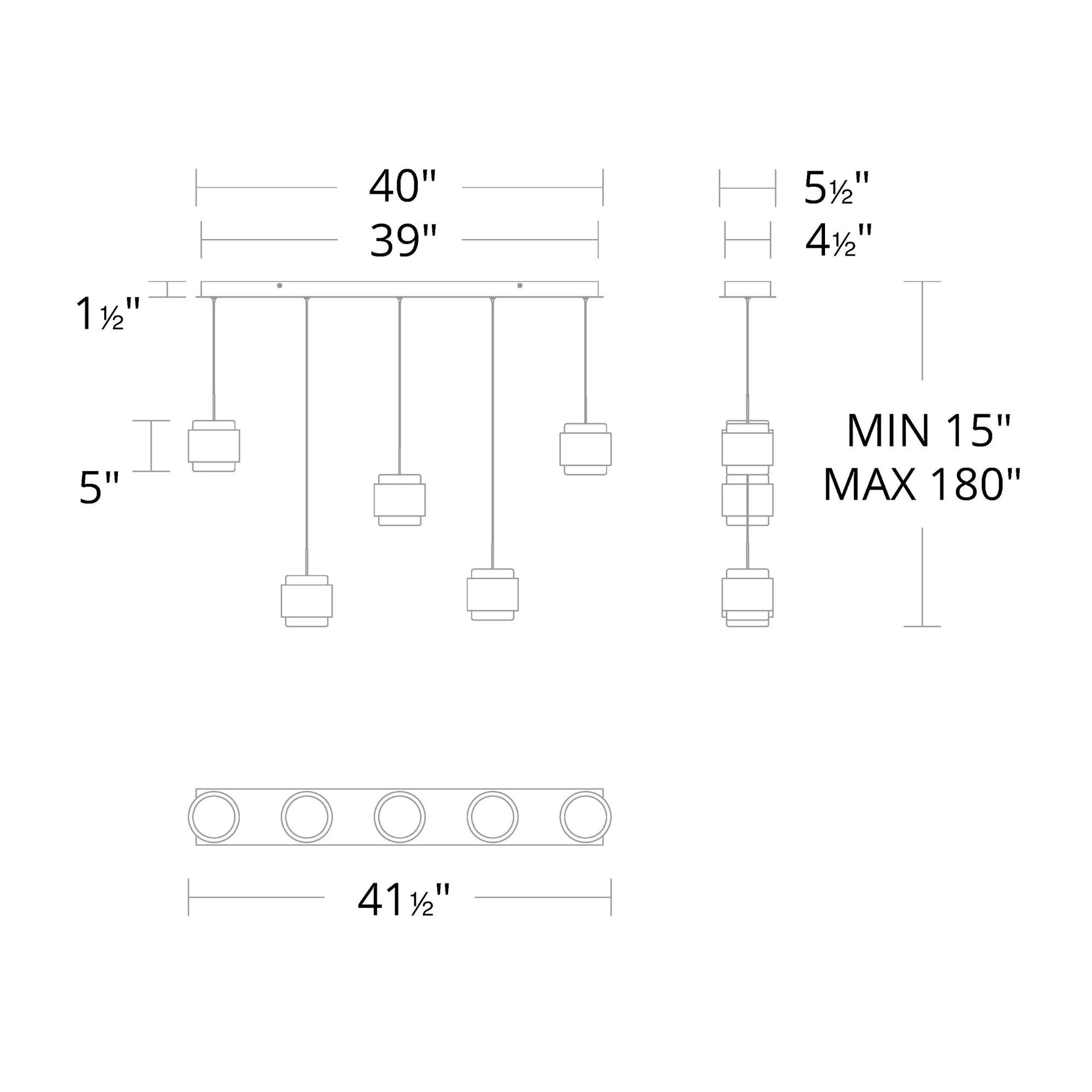 Banded 42" Multi Light LED Chandelier, Black Finish