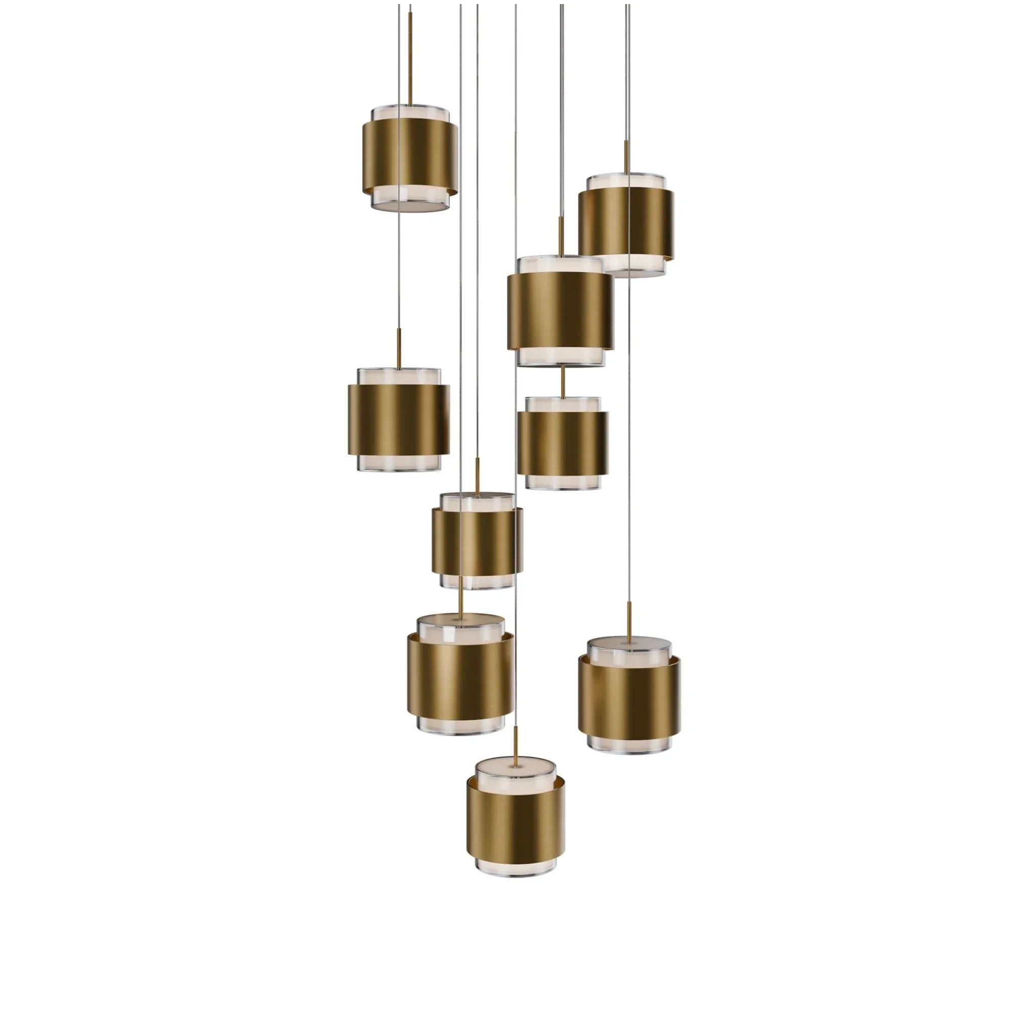 Banded 17" Multi Light LED Chandelier, Aged Brass Finish