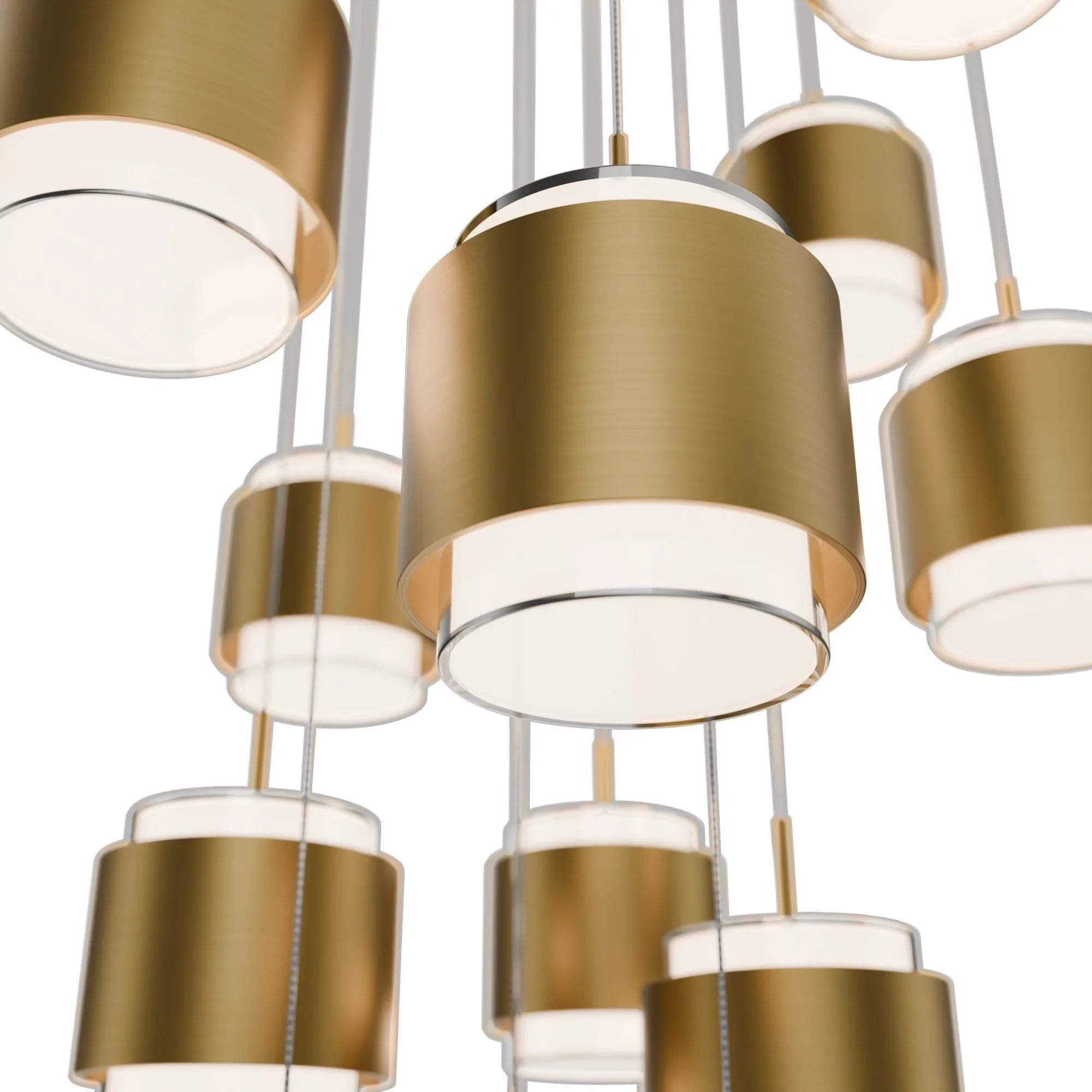 Banded 17" Multi Light LED Chandelier, Aged Brass Finish