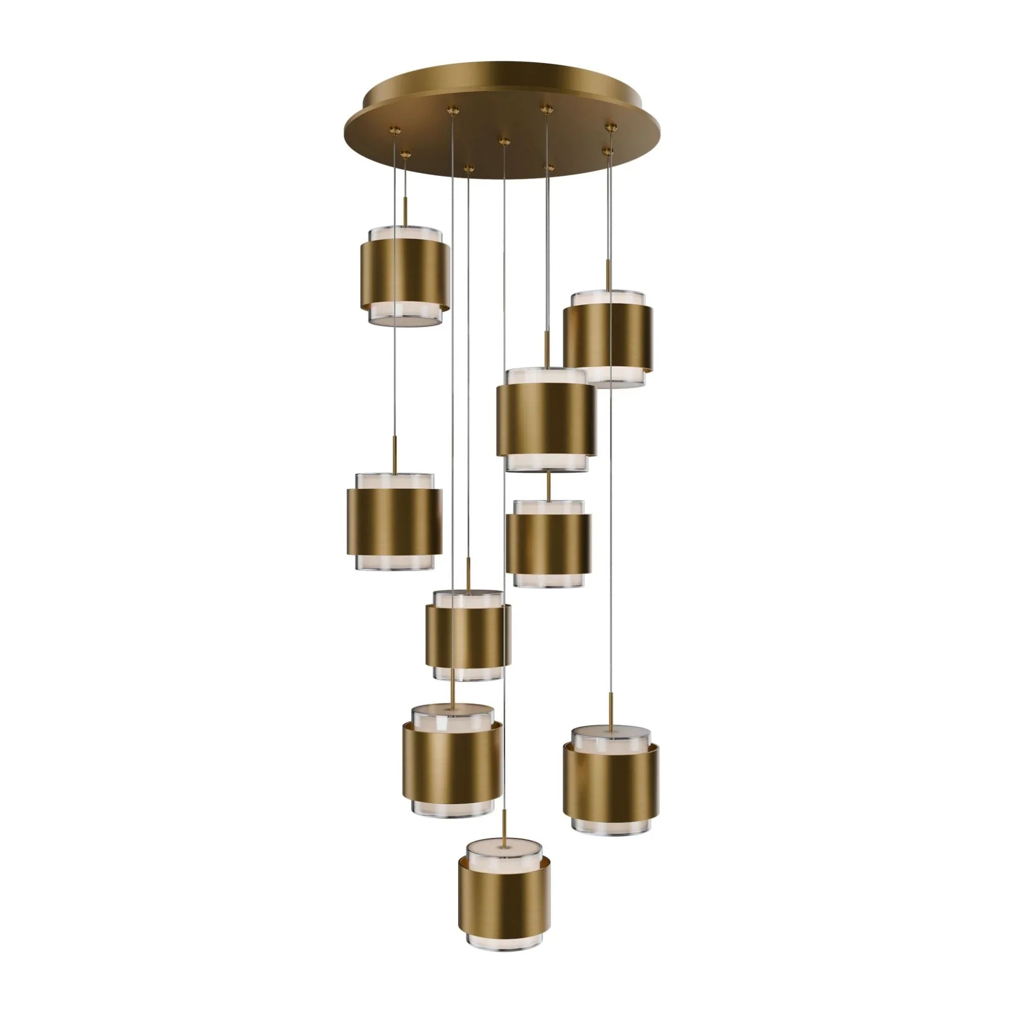Banded 17" Multi Light LED Chandelier, Aged Brass Finish