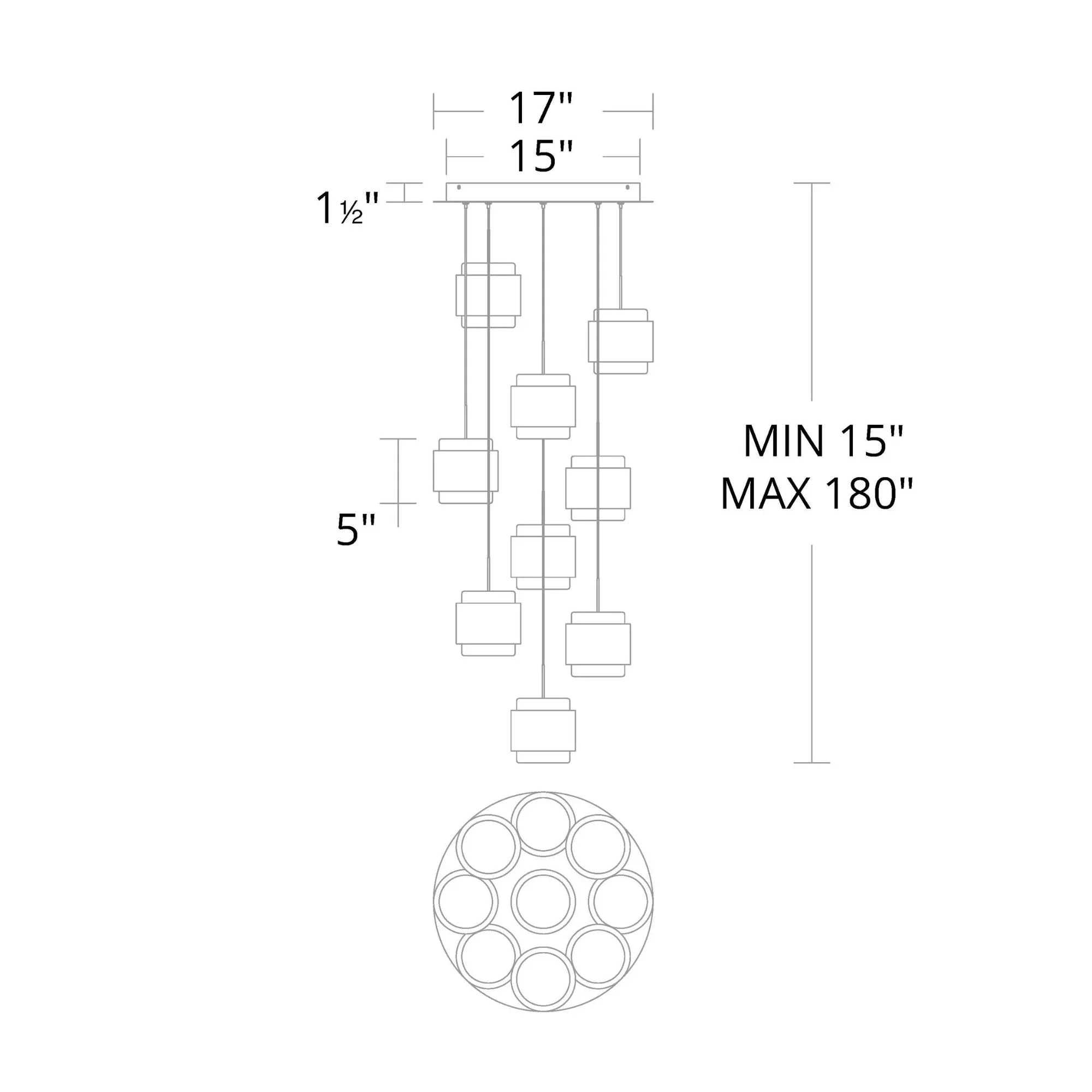 Banded 17" Multi Light LED Chandelier, Aged Brass Finish