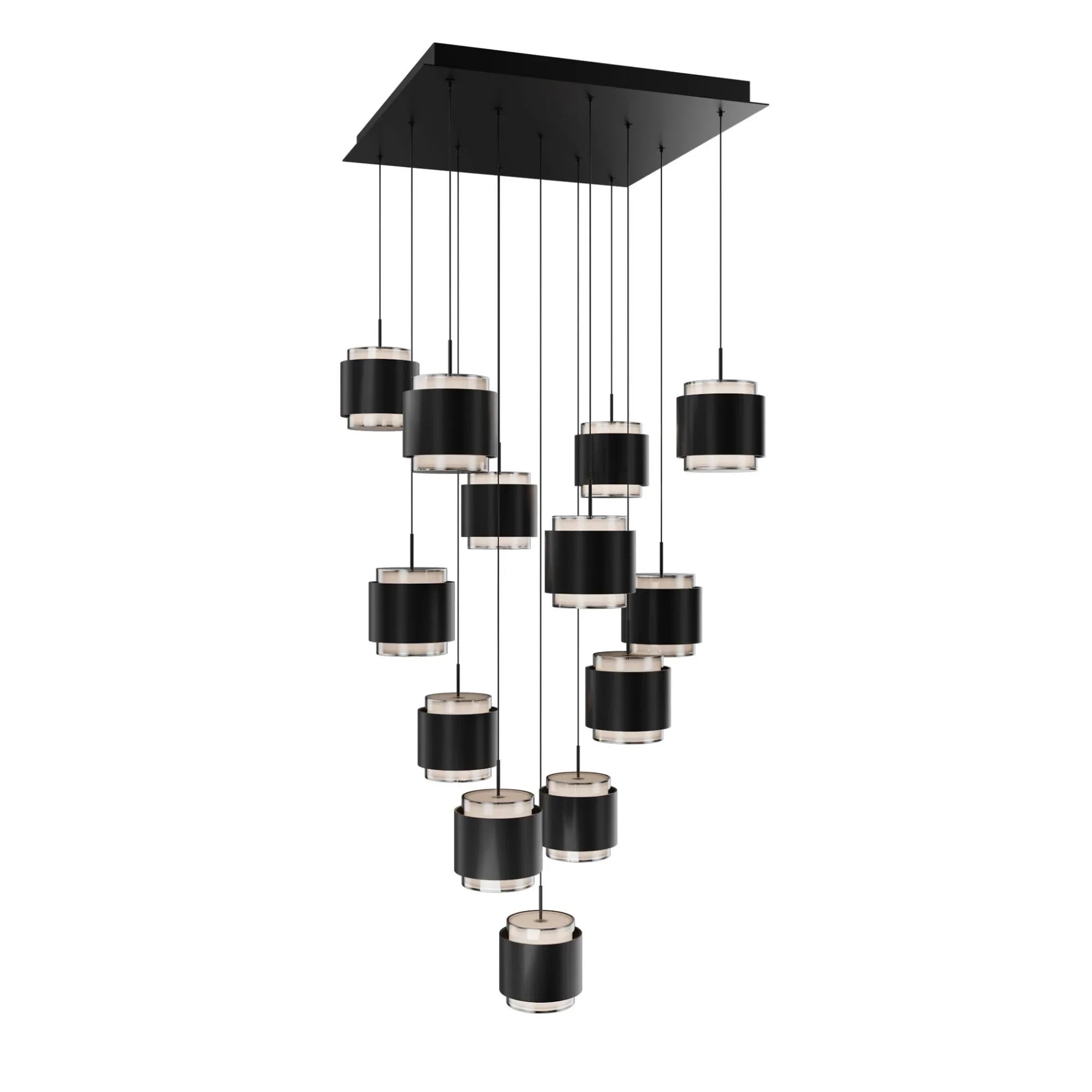 Banded 21" Multi Light LED Chandelier, Black Finish