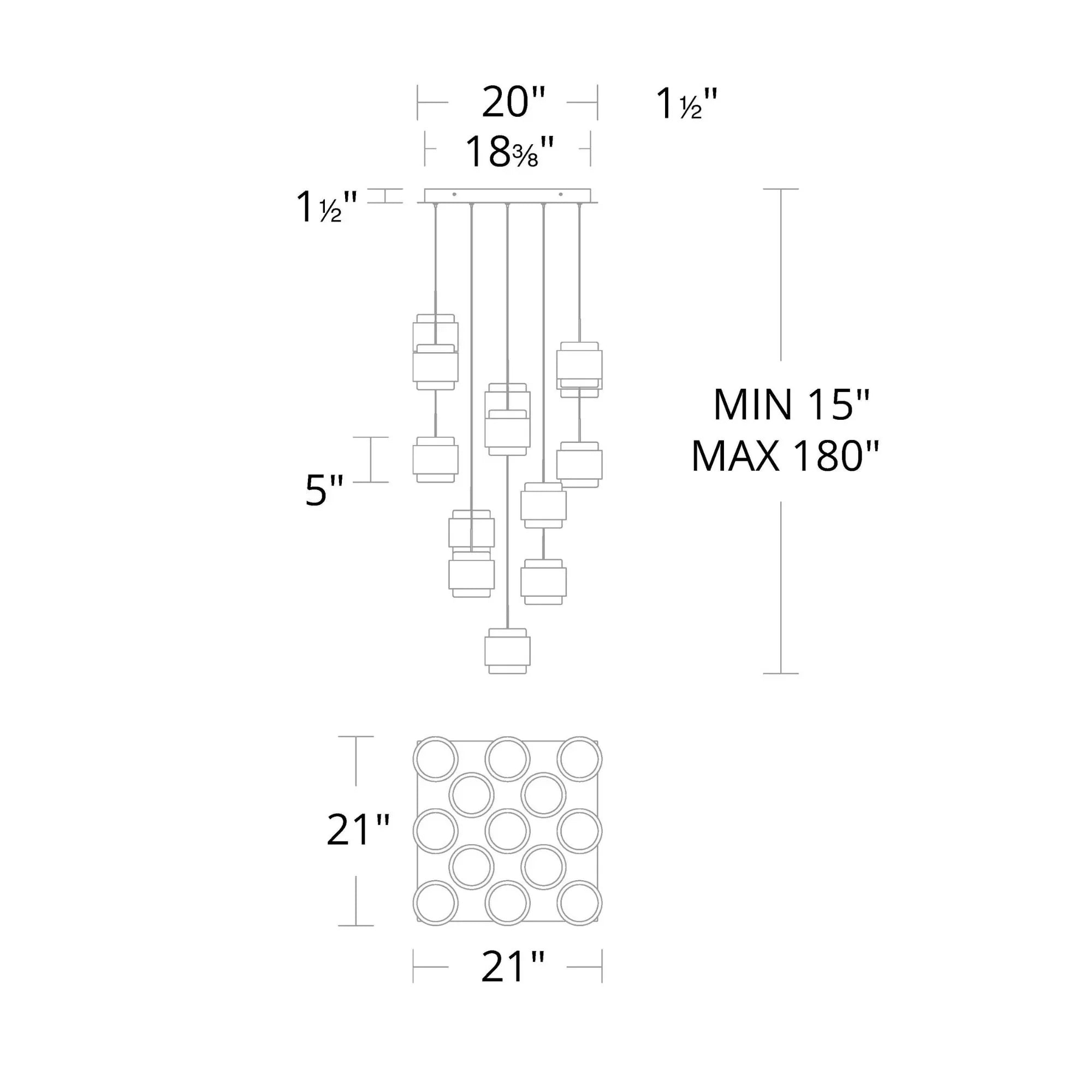 Banded 21" Multi Light LED Chandelier, Black Finish