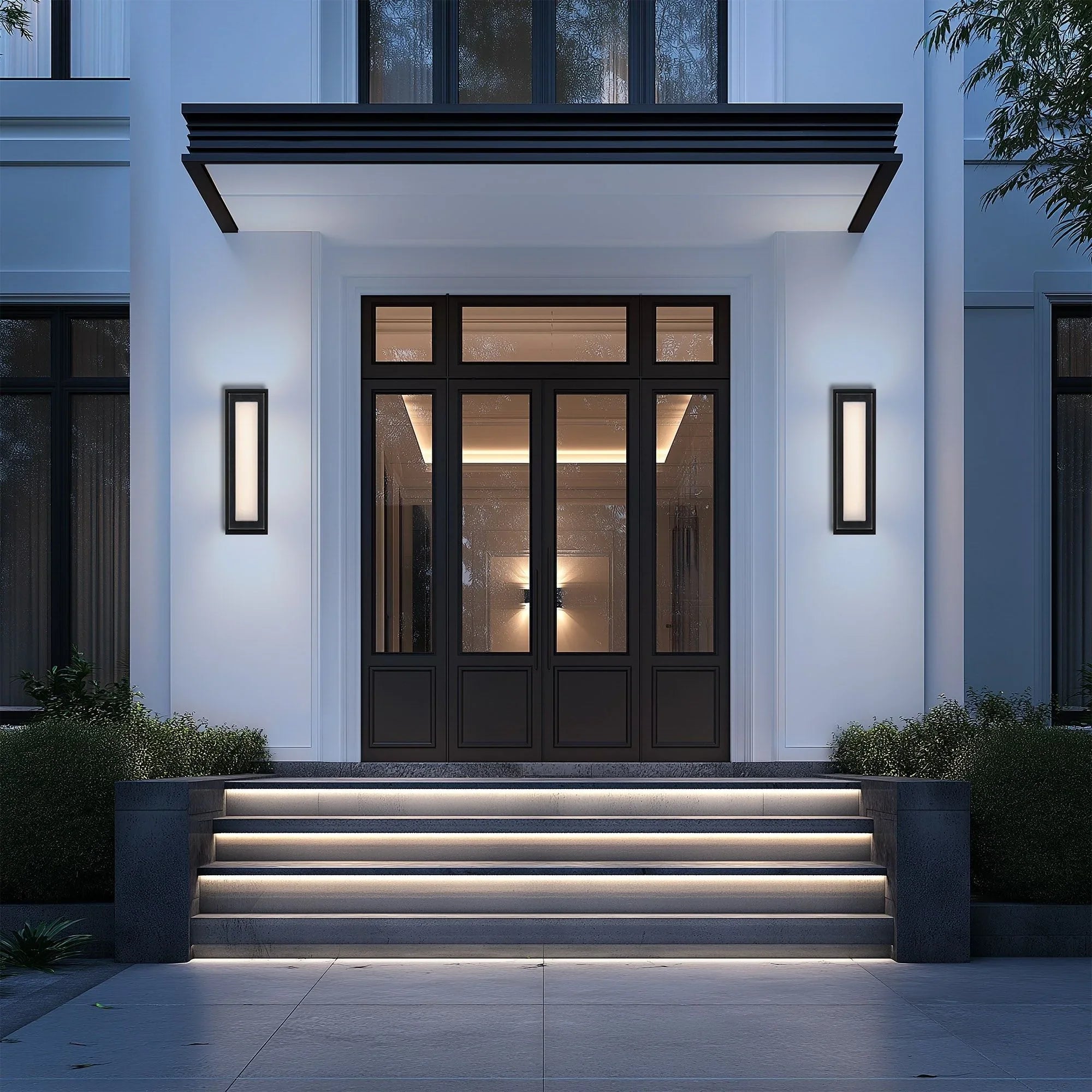 Beech 16" LED Outdoor Wall Sconce, 4CCT, Black Finish