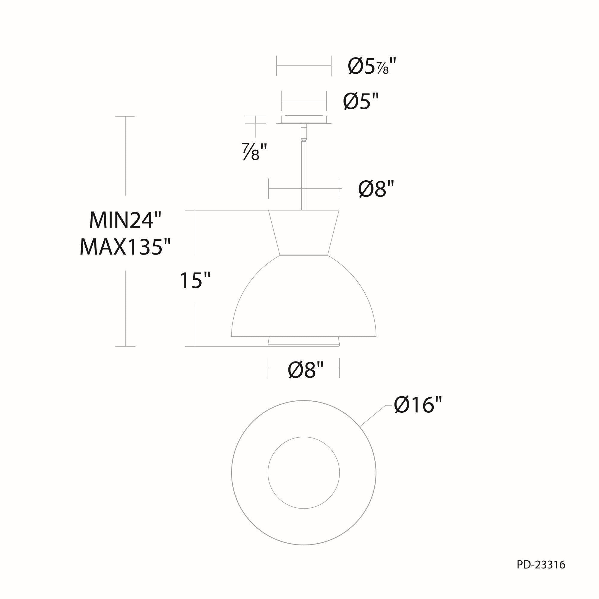 Carafe 16 in. LED Pendant Light Black finish