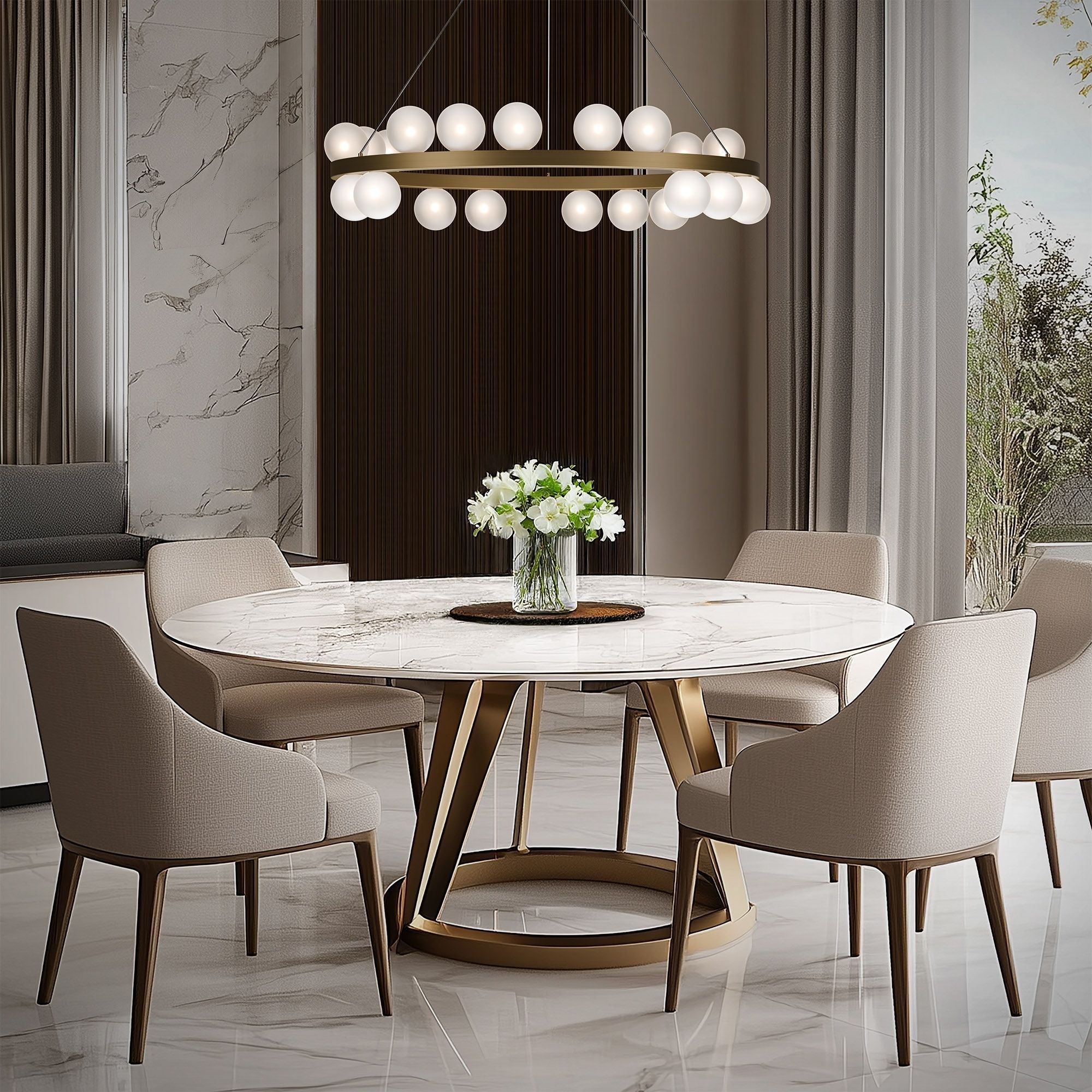 Carousel 28" LED Chandelier, 4CCT, Aged Brass Finish